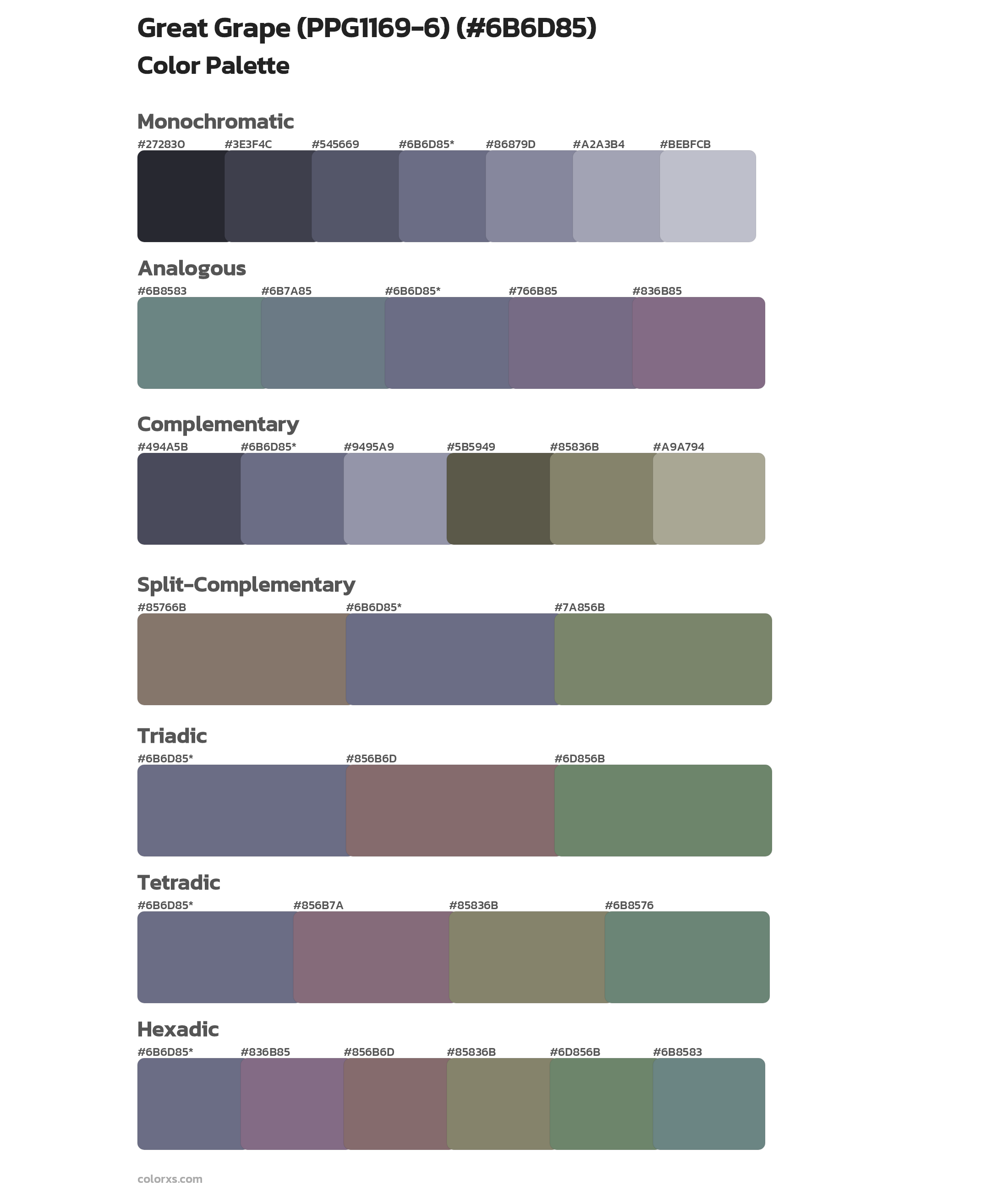 Great Grape (PPG1169-6) Color Scheme Palettes