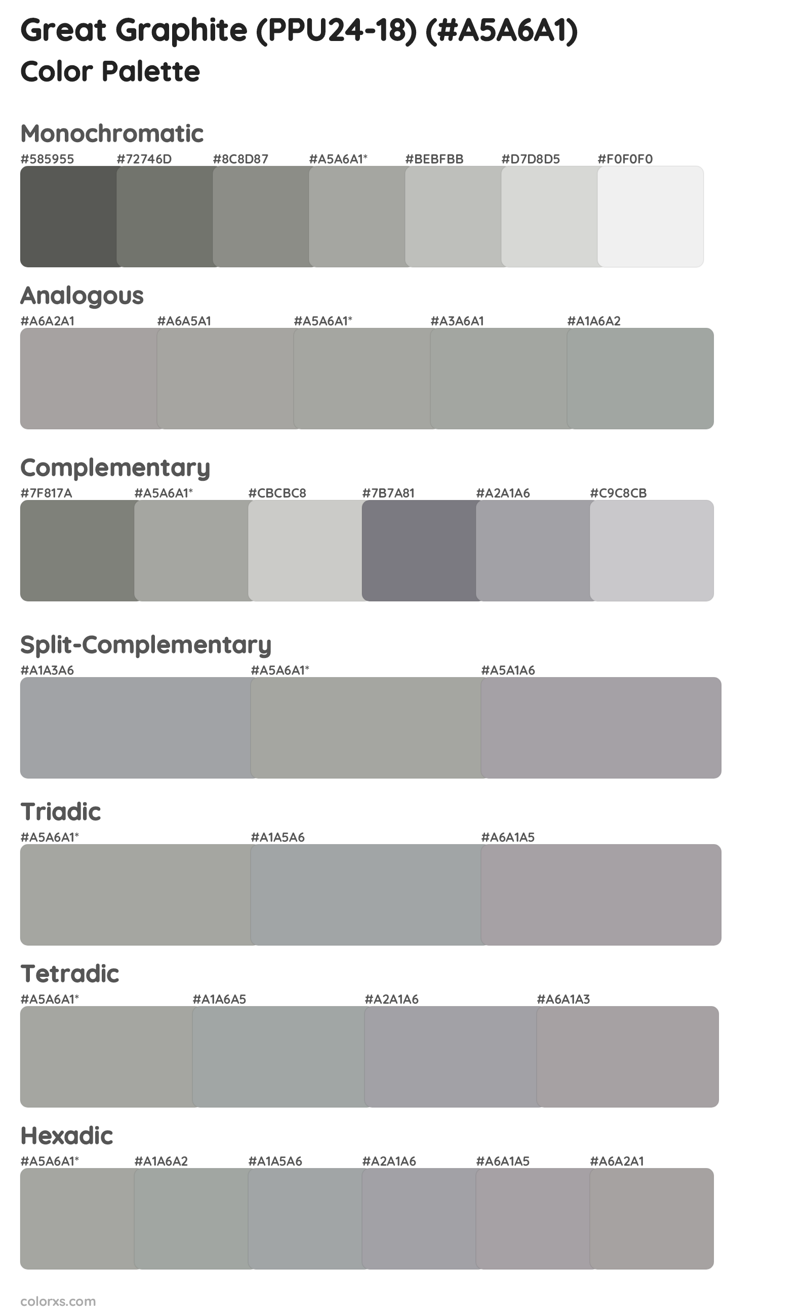 Great Graphite (PPU24-18) Color Scheme Palettes