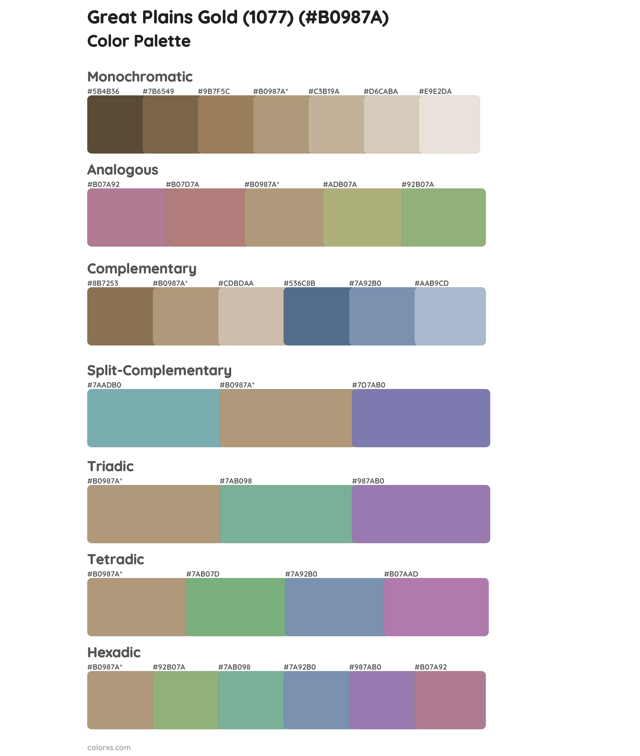 Great Plains Gold (1077) Color Scheme Palettes