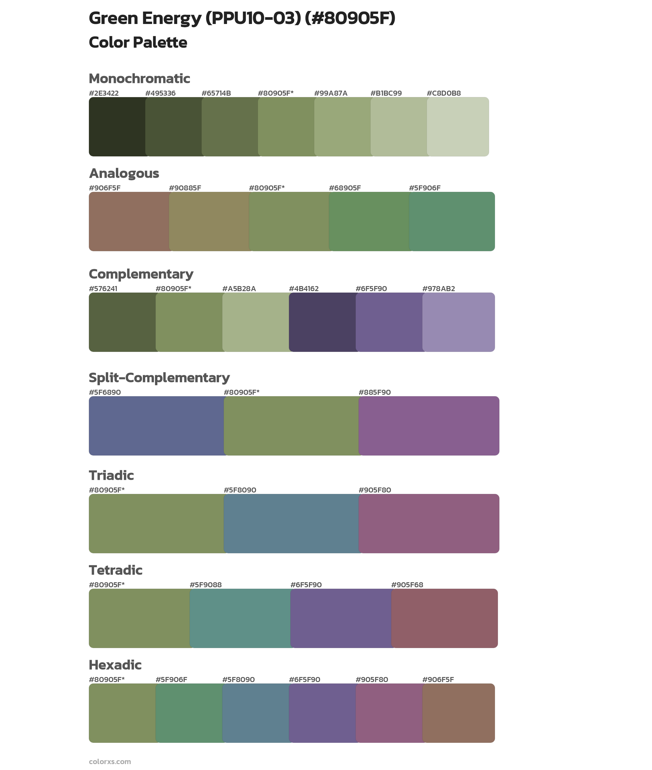Green Energy (PPU10-03) Color Scheme Palettes