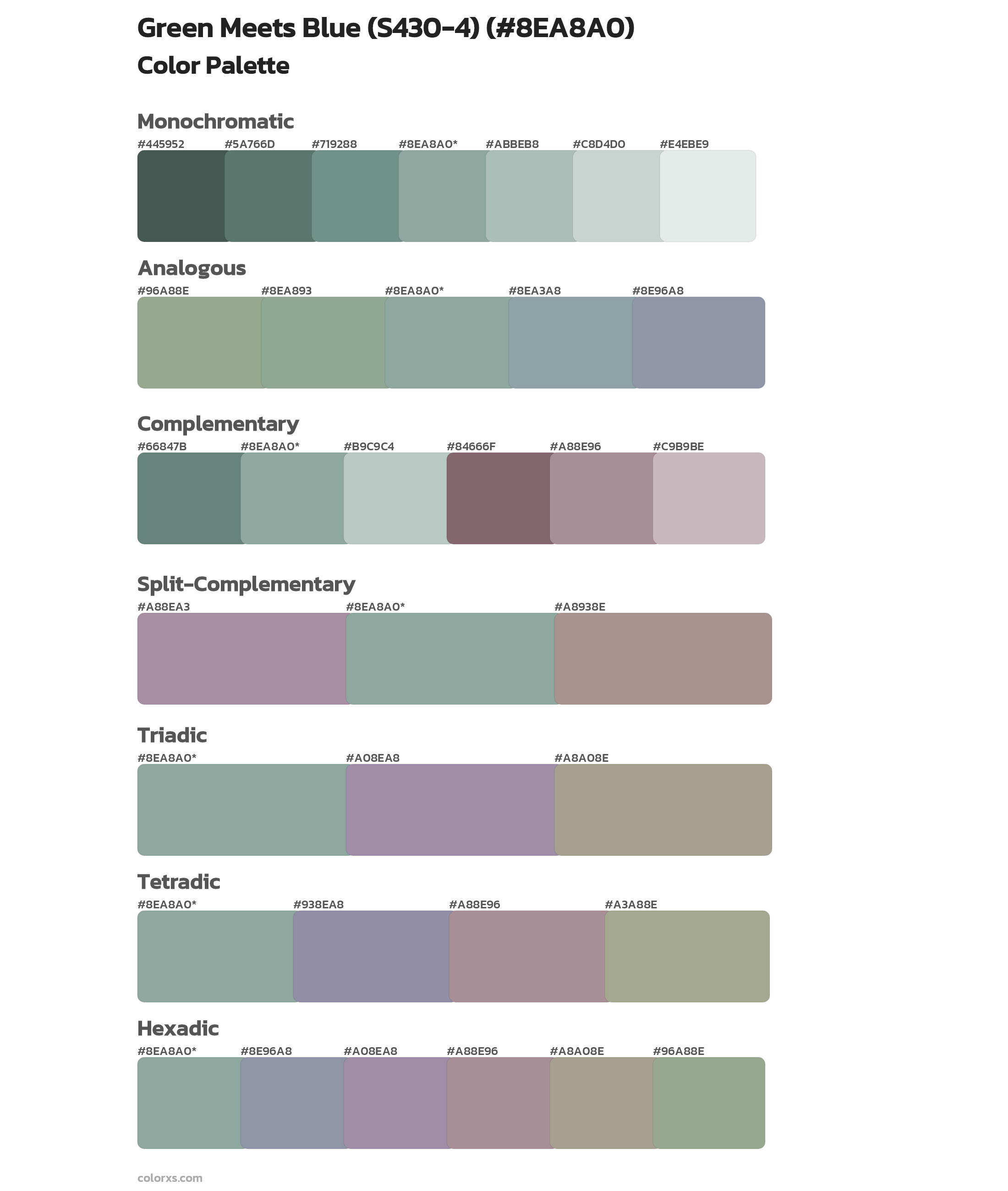 Green Meets Blue (S430-4) Color Scheme Palettes
