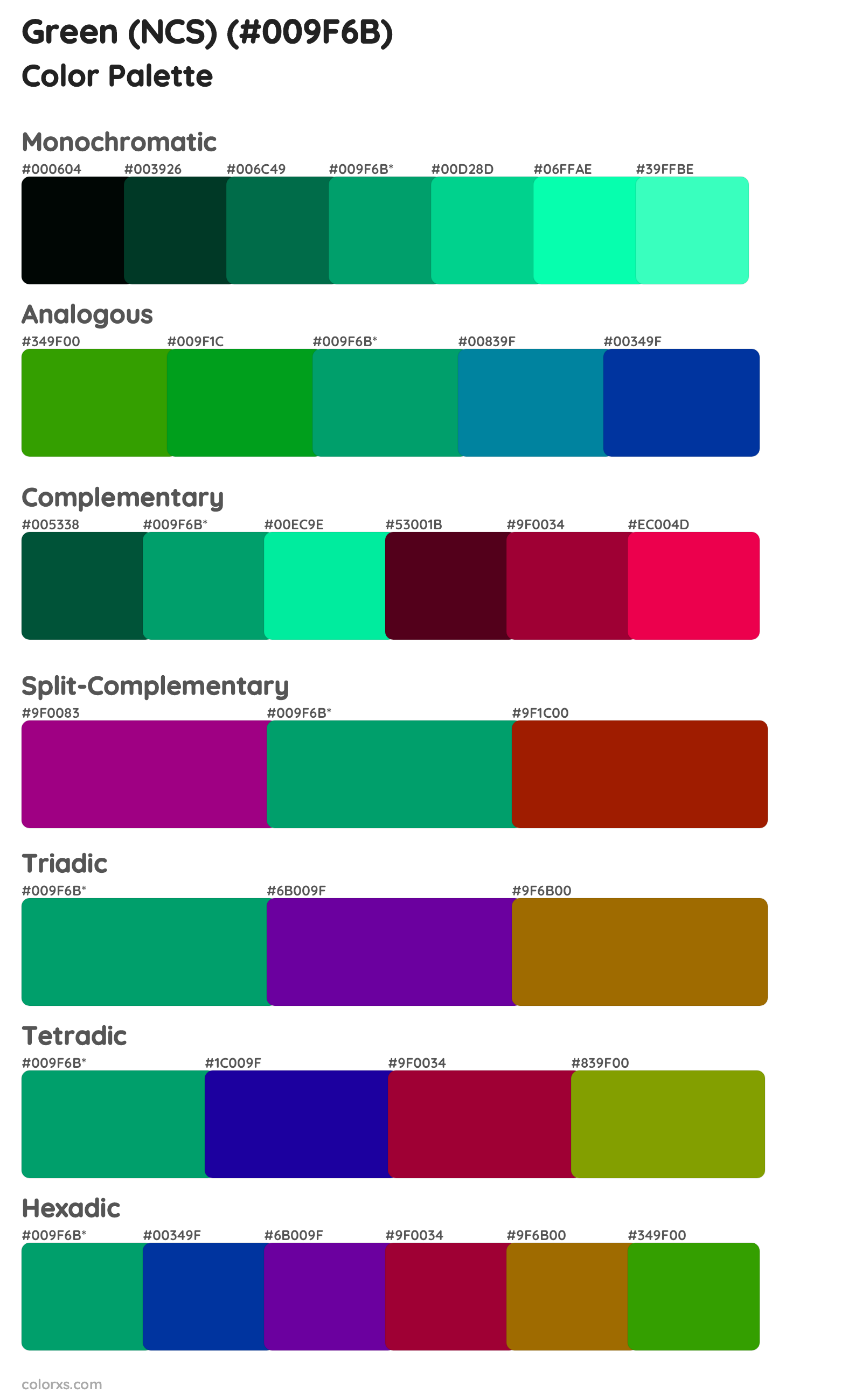 Green (NCS) Color Scheme Palettes
