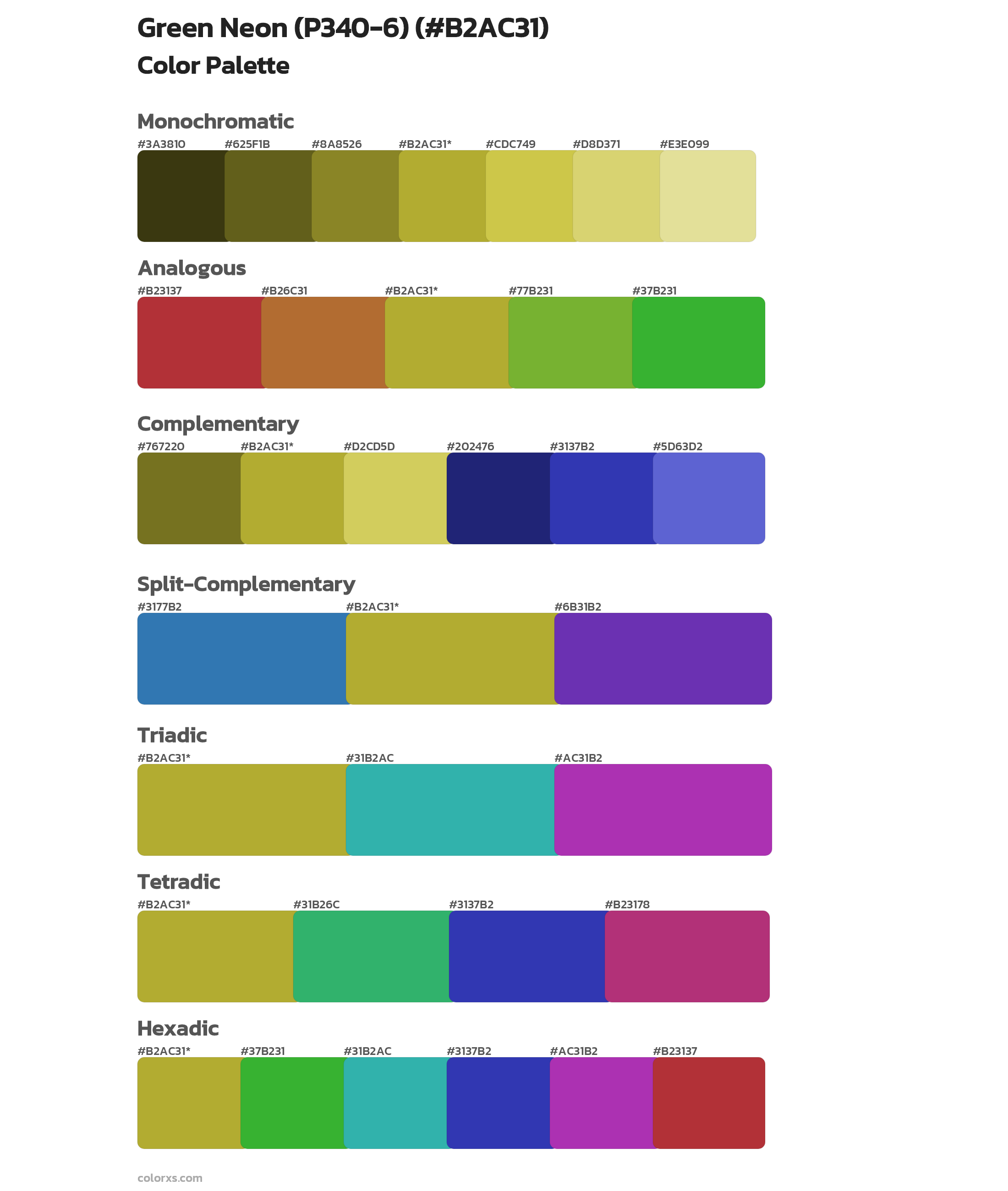 Green Neon (P340-6) Color Scheme Palettes