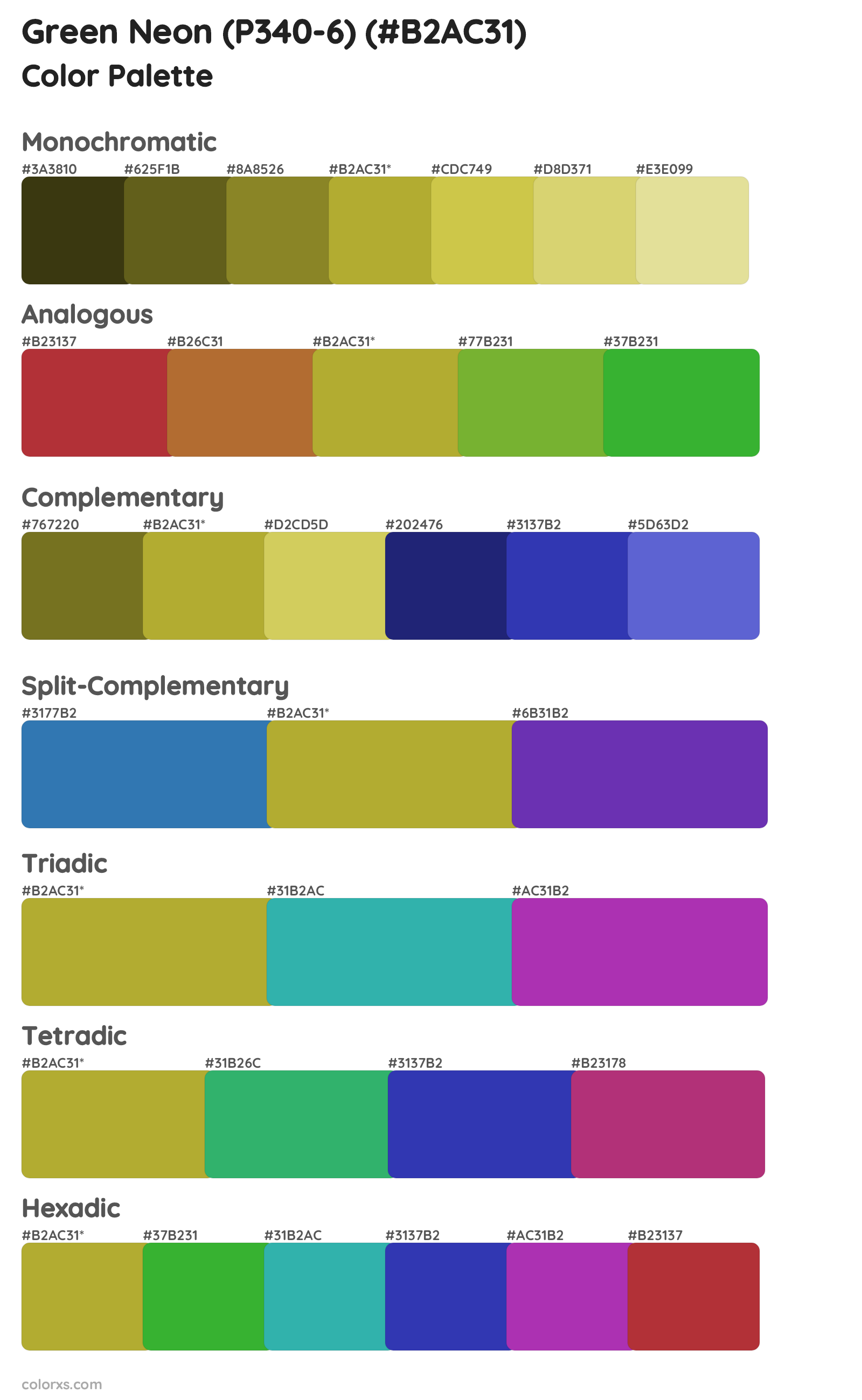 Green Neon (P340-6) Color Scheme Palettes