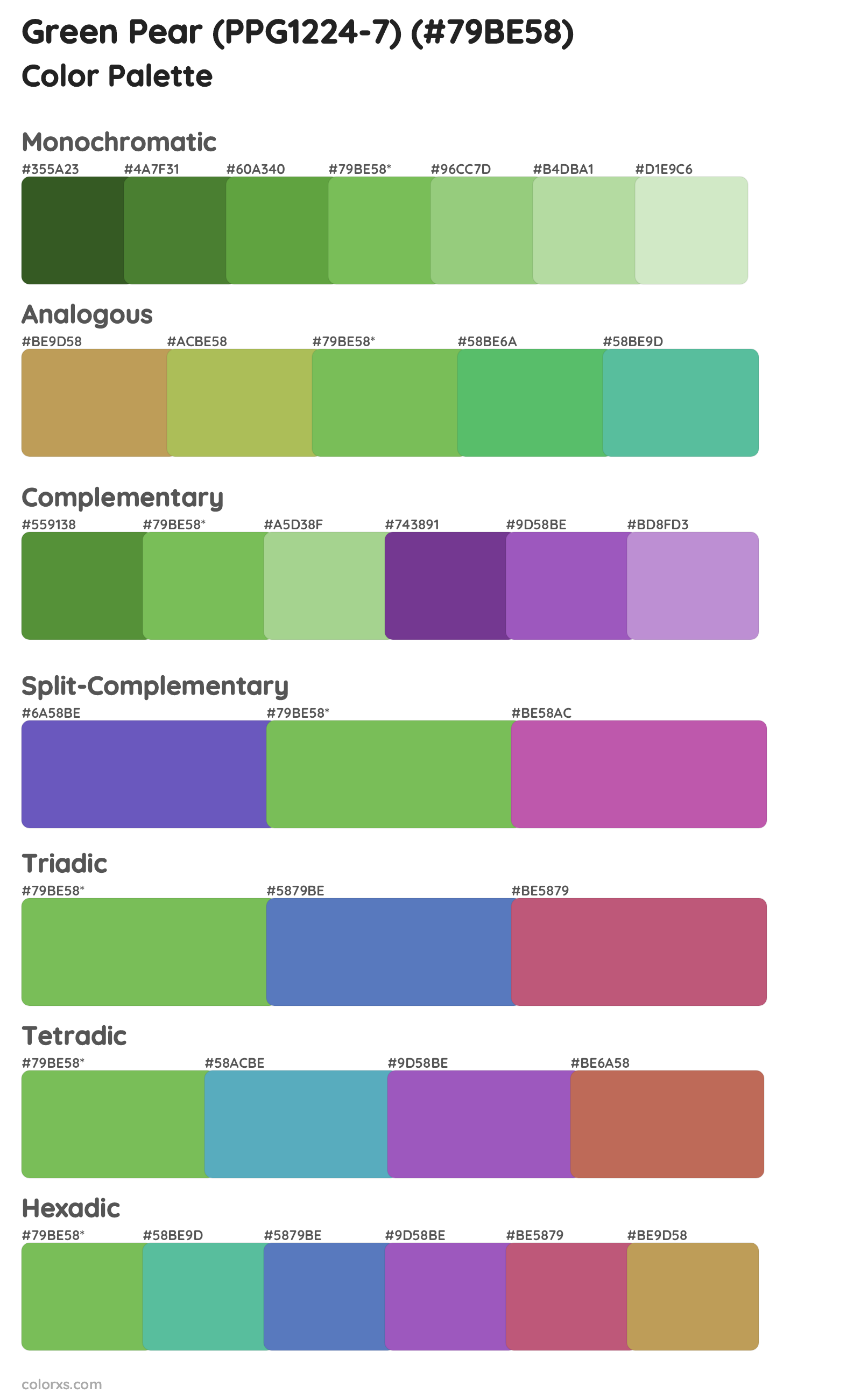 Green Pear (PPG1224-7) Color Scheme Palettes