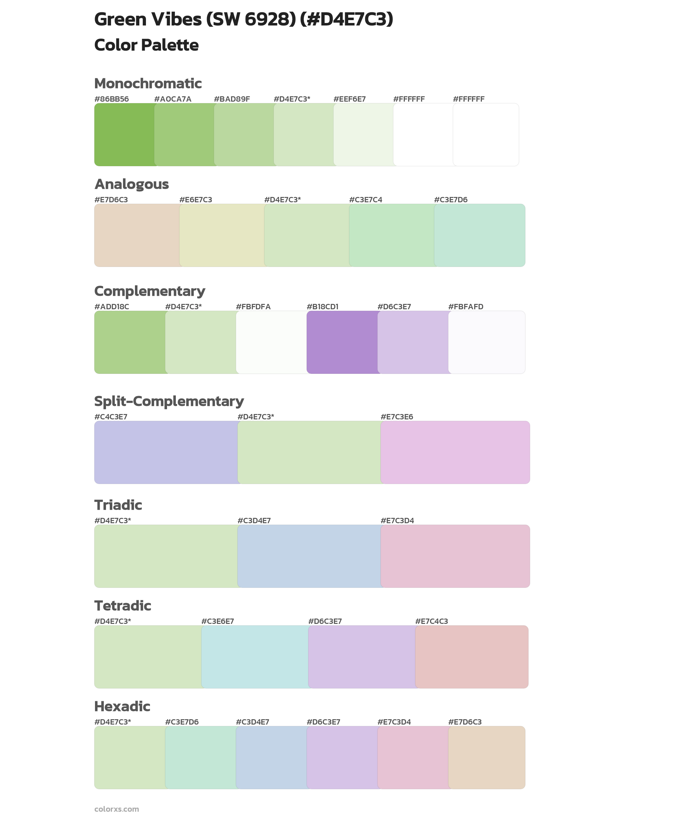 Green Vibes (SW 6928) Color Scheme Palettes