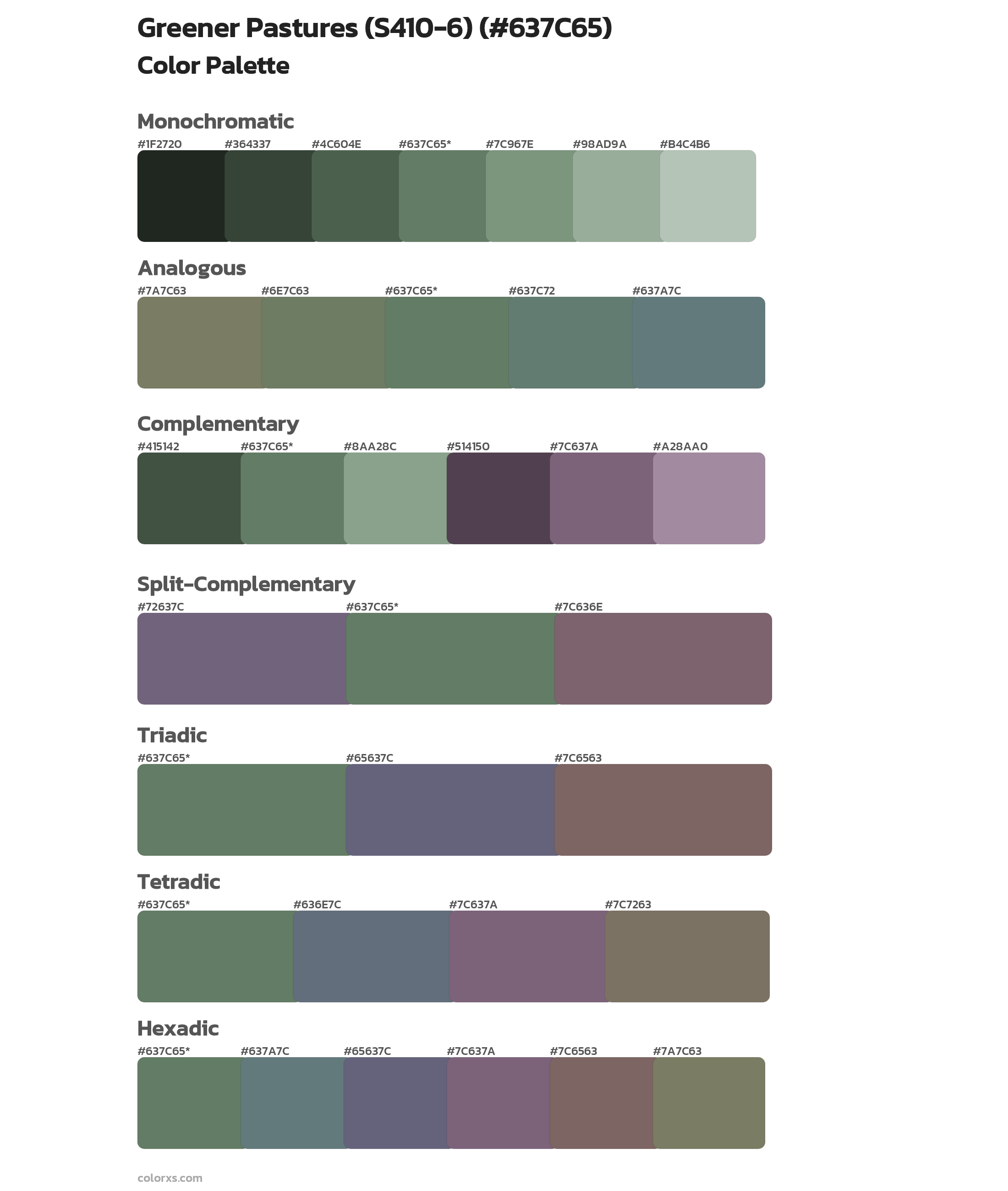 Greener Pastures (S410-6) Color Scheme Palettes