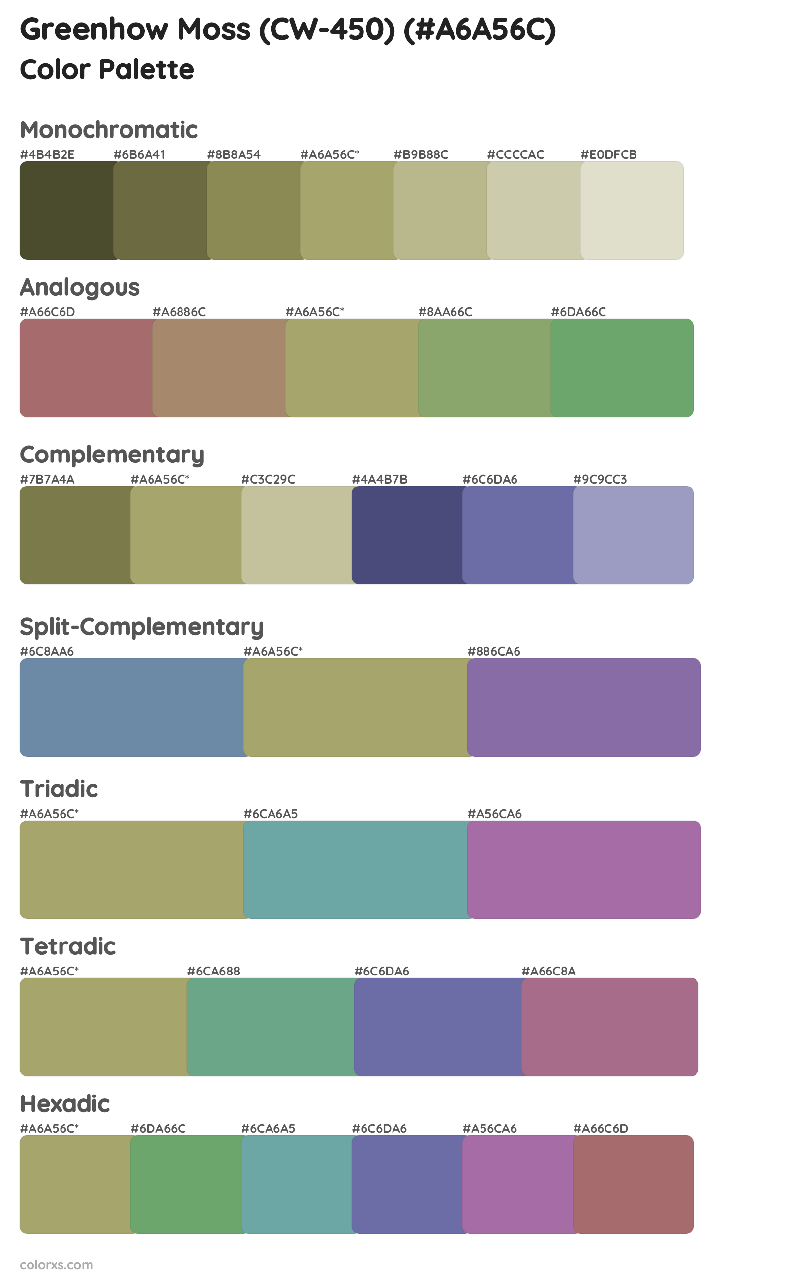 Greenhow Moss (CW-450) Color Scheme Palettes