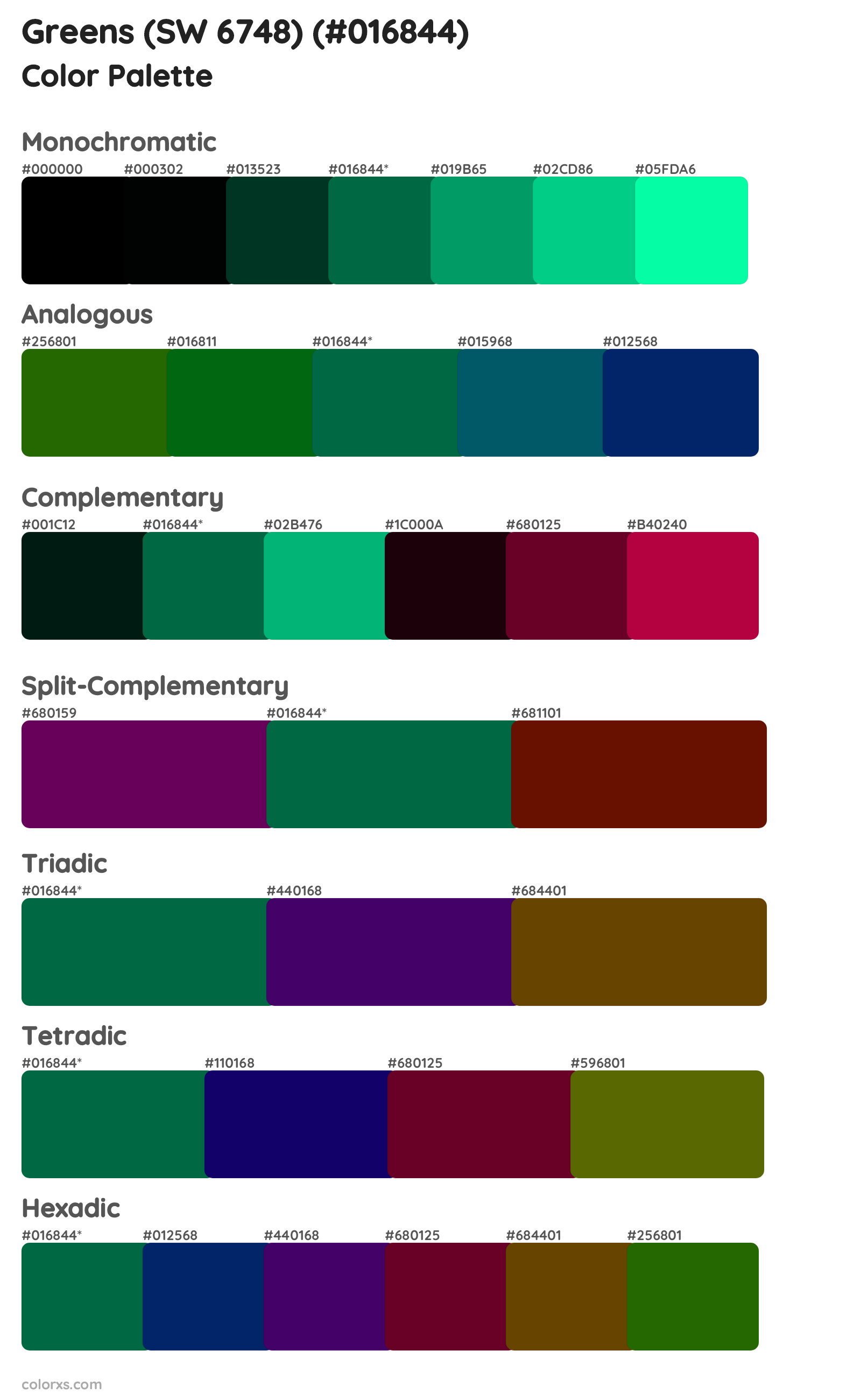 Greens (SW 6748) Color Scheme Palettes
