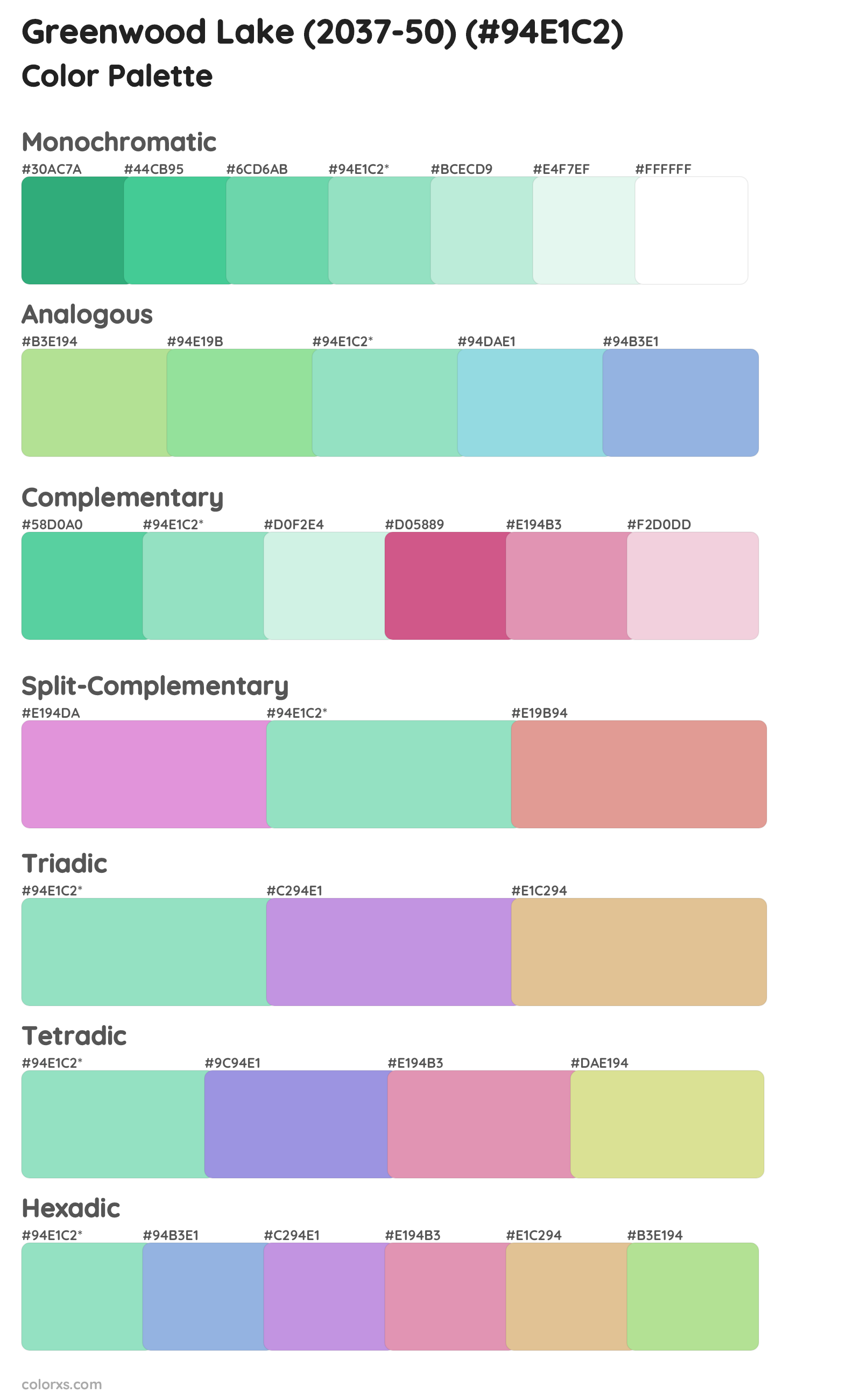 Greenwood Lake (2037-50) Color Scheme Palettes