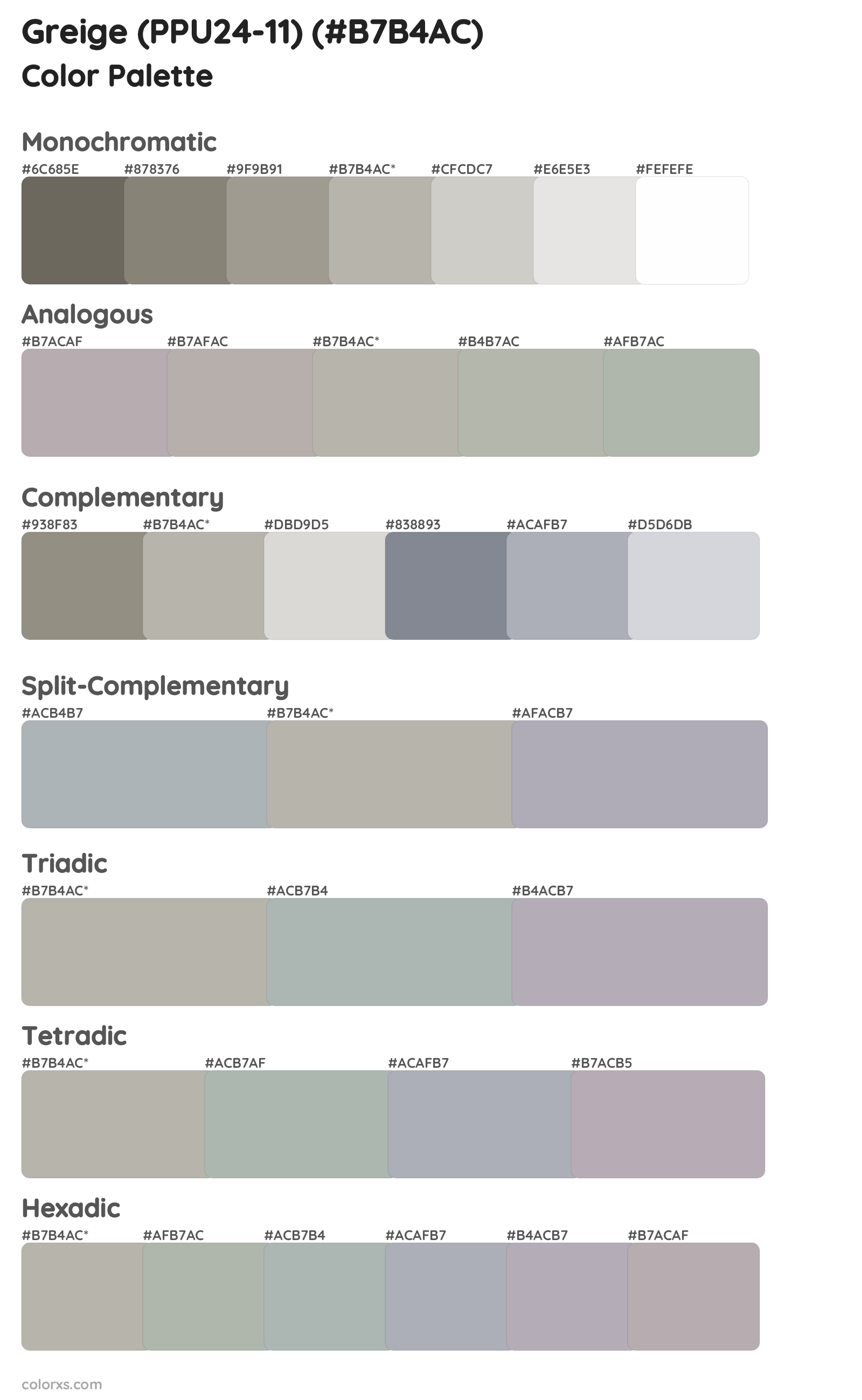 Greige (PPU24-11) Color Scheme Palettes