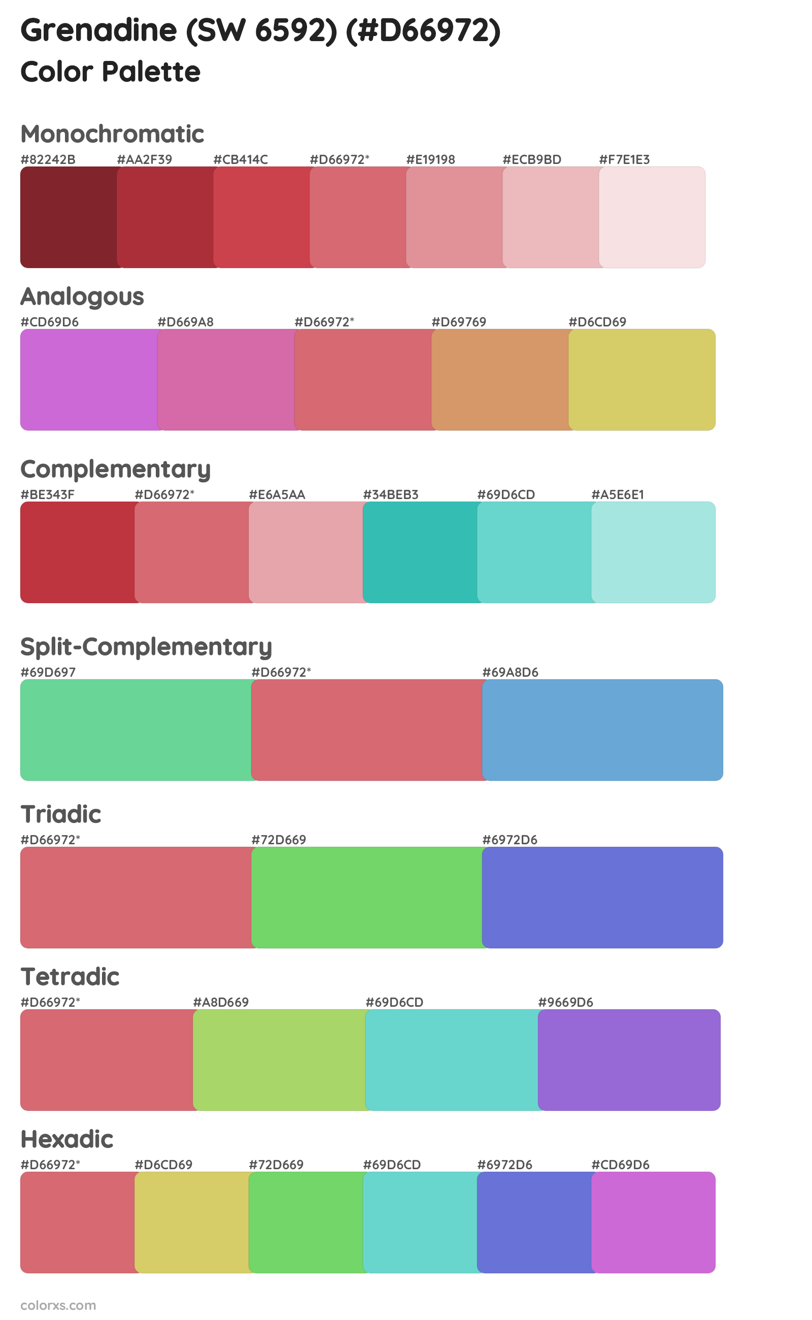 Grenadine (SW 6592) Color Scheme Palettes