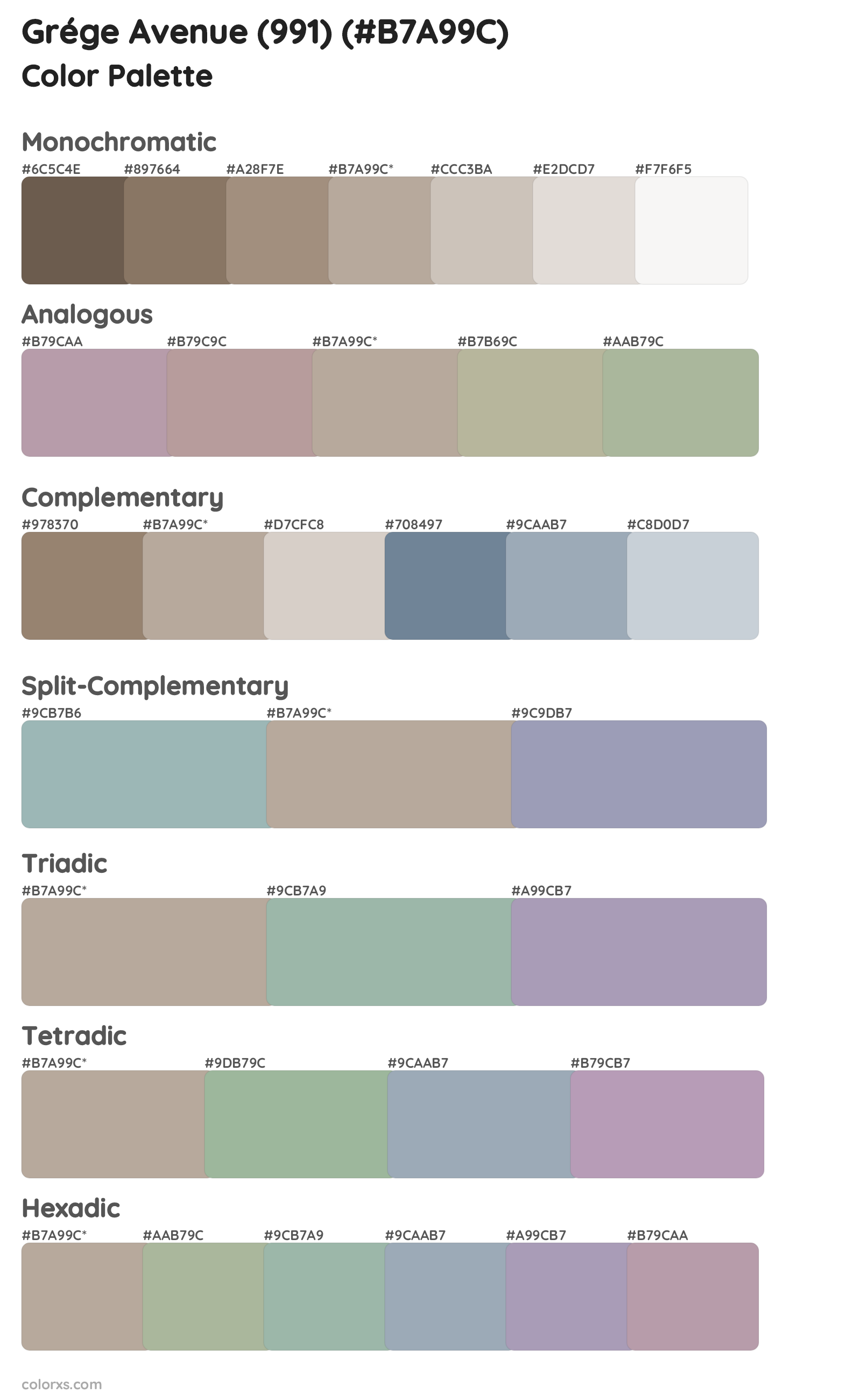 Grége Avenue (991) Color Scheme Palettes