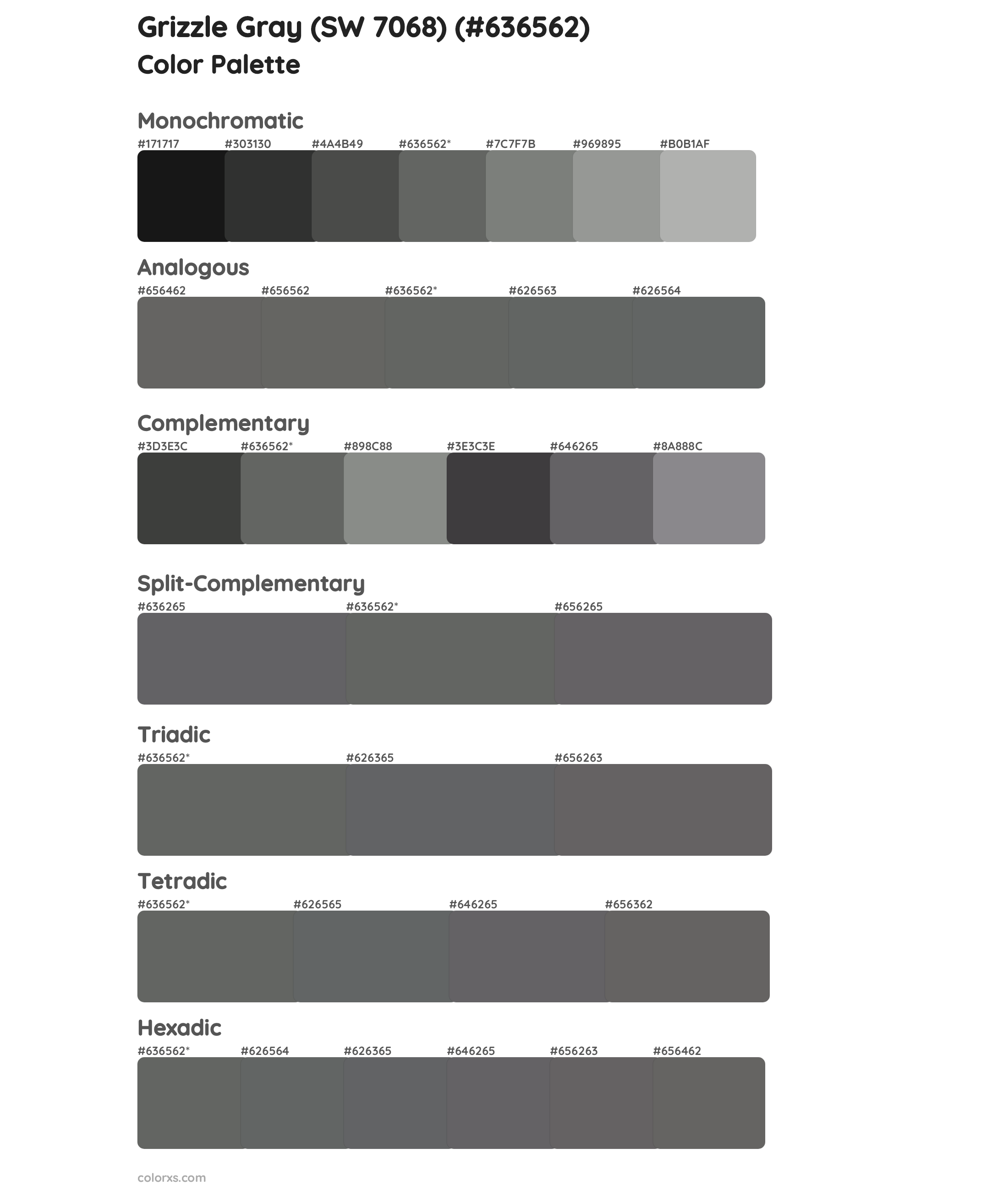 Grizzle Gray (SW 7068) Color Scheme Palettes