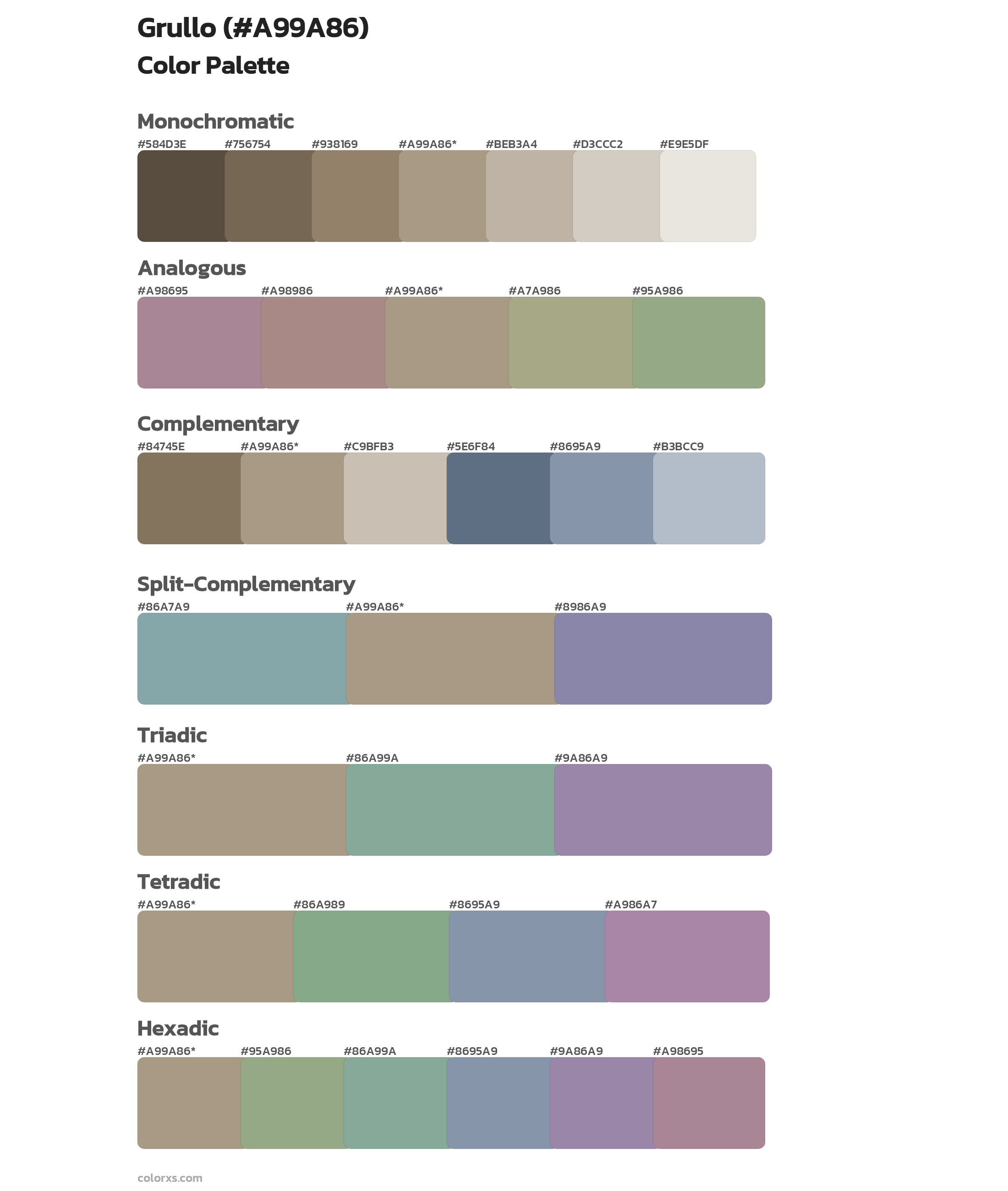 Grullo Color Scheme Palettes