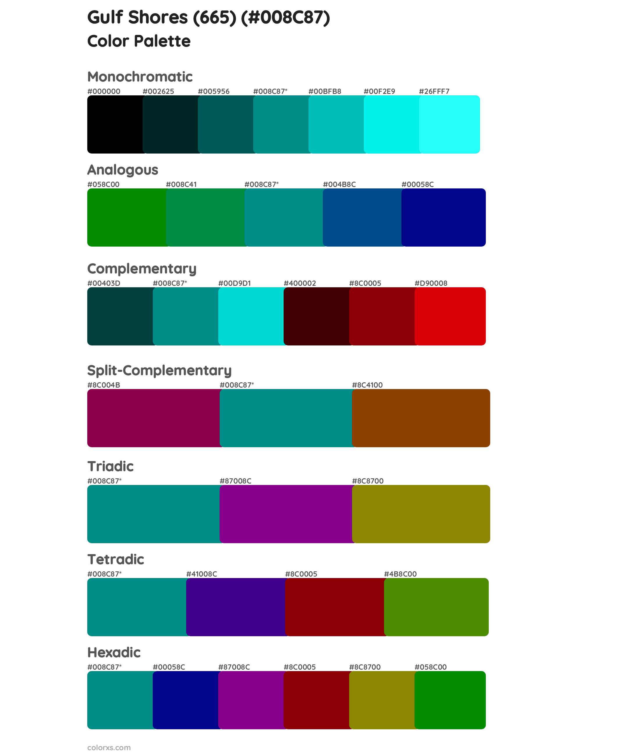 Gulf Shores (665) Color Scheme Palettes