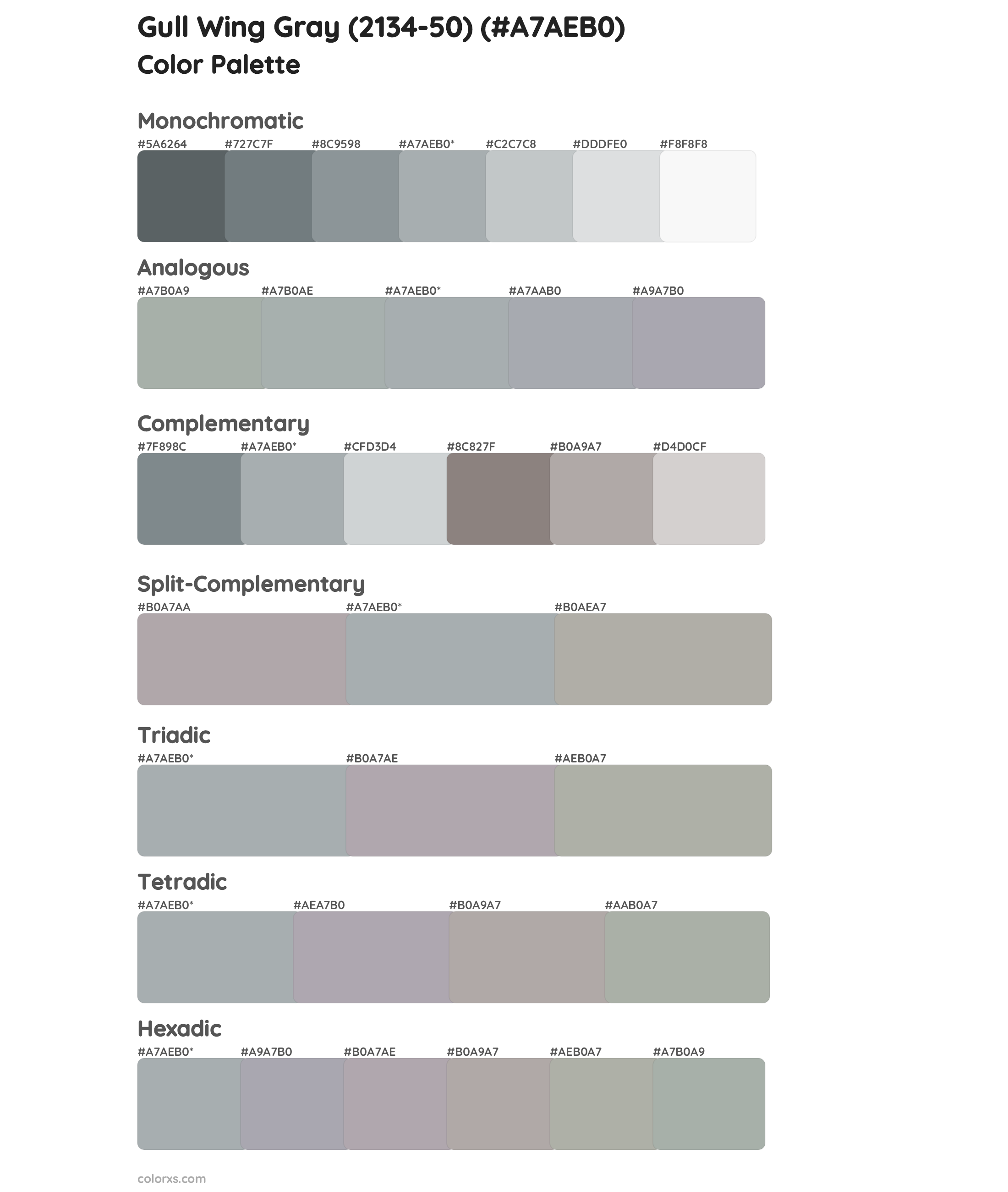 Gull Wing Gray (2134-50) Color Scheme Palettes