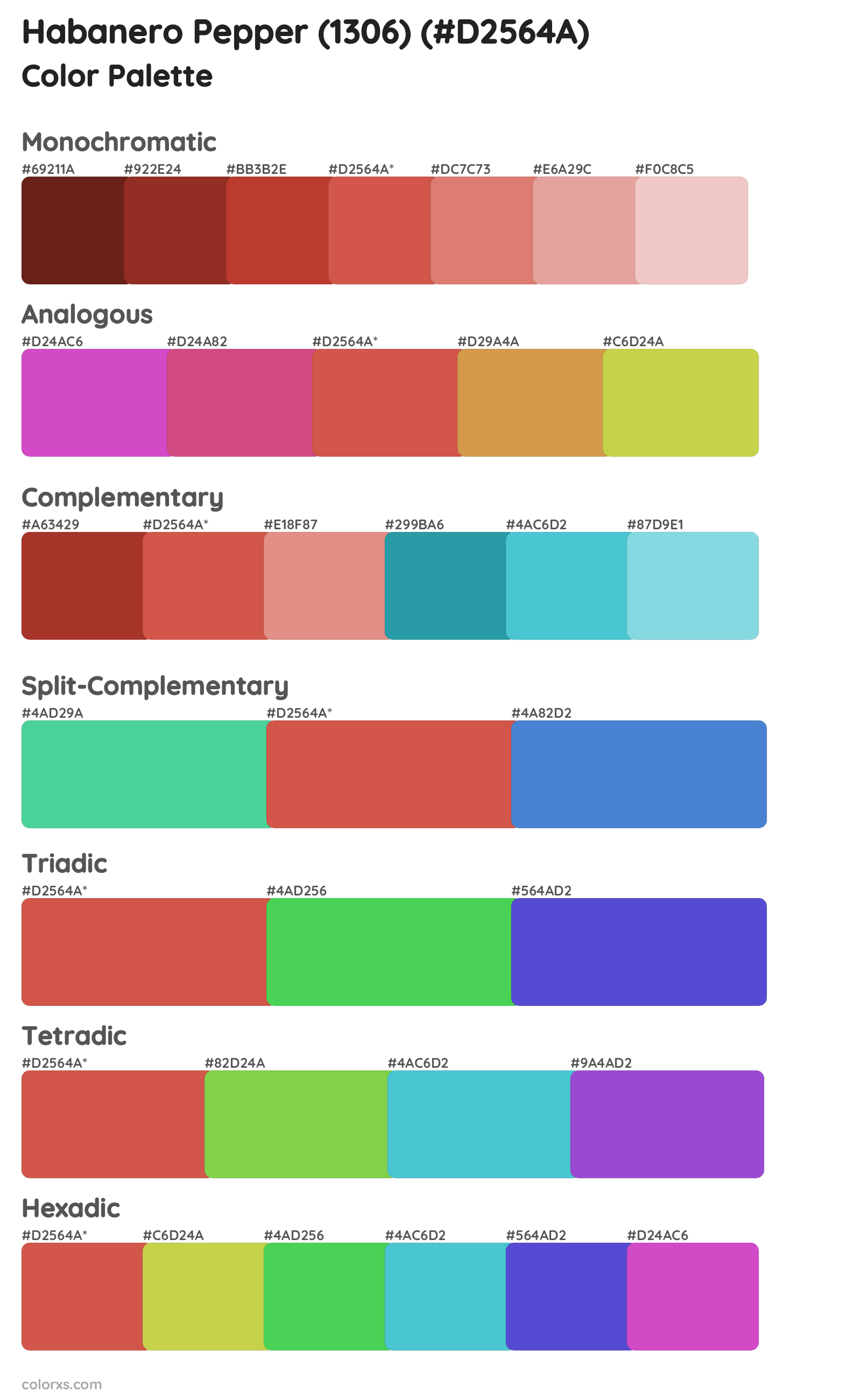 Habanero Pepper (1306) Color Scheme Palettes