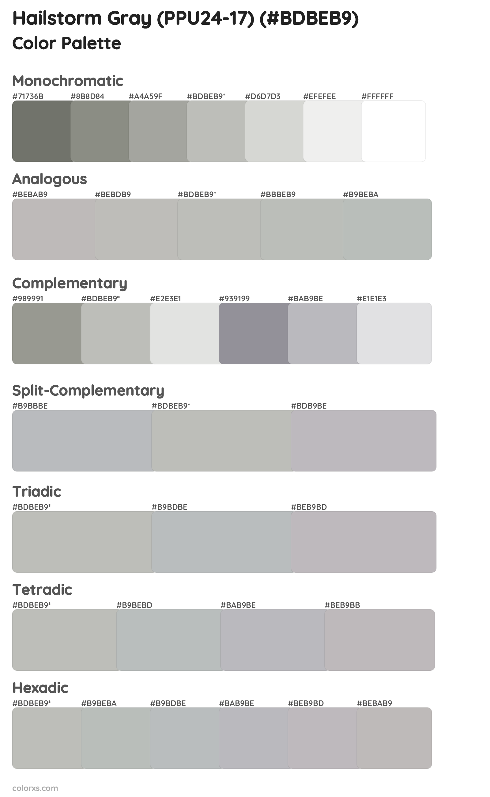 Hailstorm Gray (PPU24-17) Color Scheme Palettes