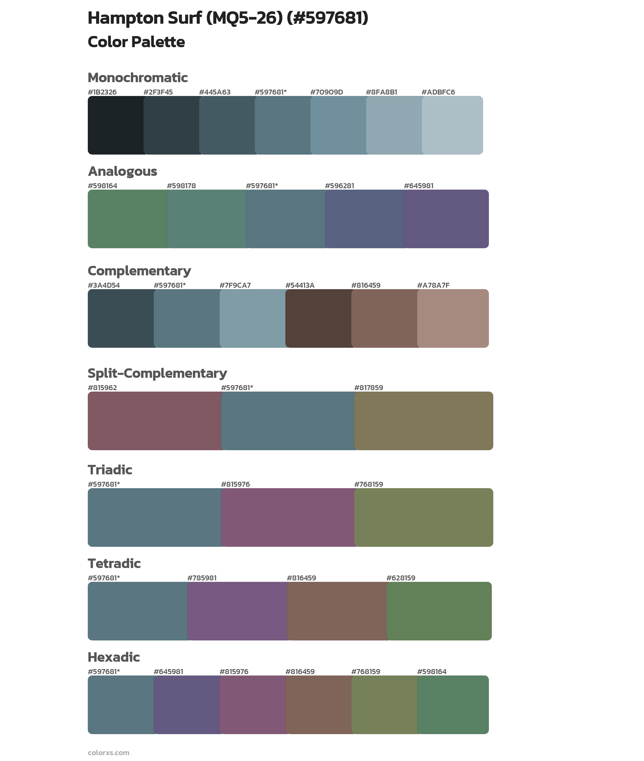 Hampton Surf (MQ5-26) Color Scheme Palettes