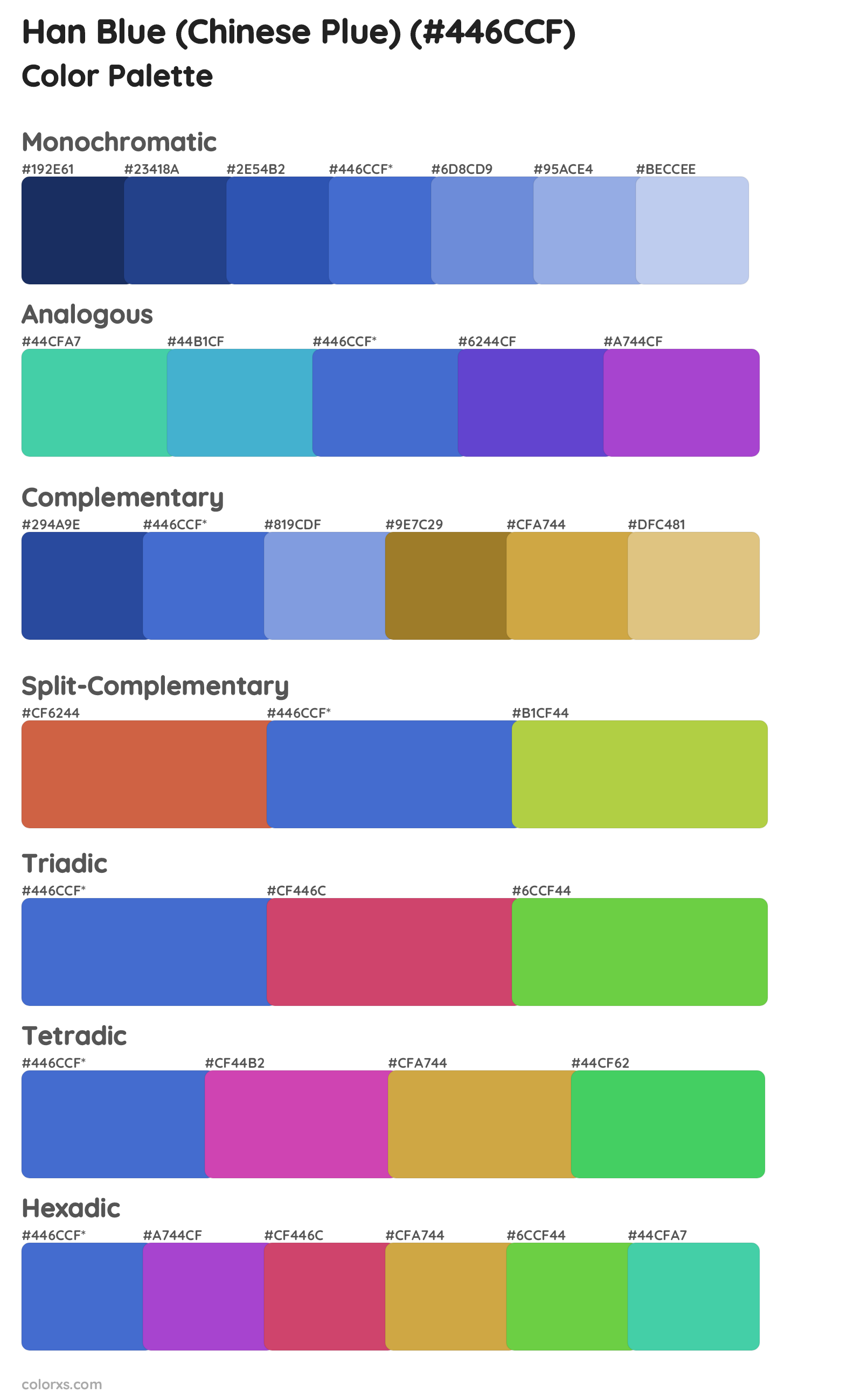 Han Blue (Chinese Plue) Color Scheme Palettes