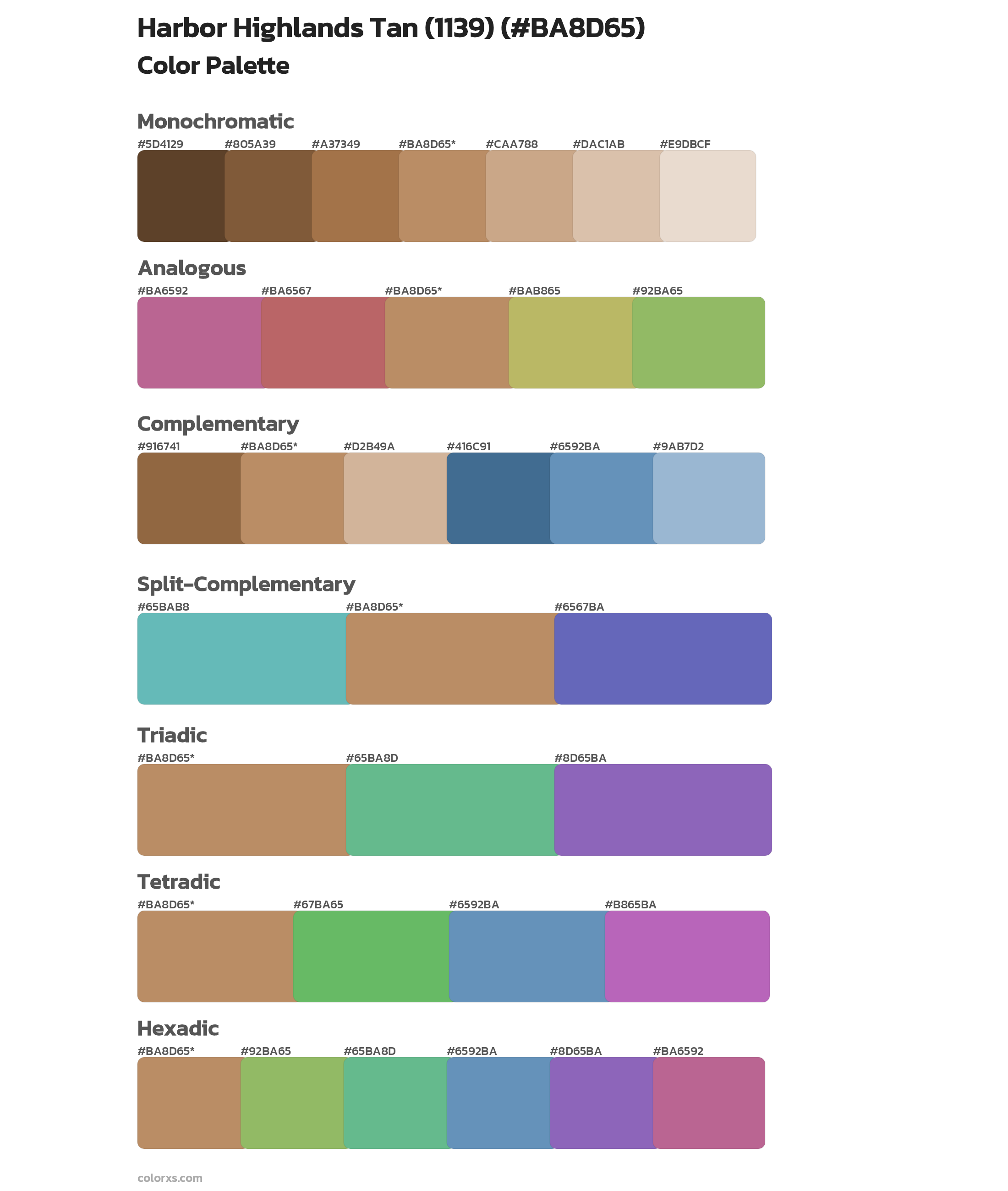 Harbor Highlands Tan (1139) Color Scheme Palettes