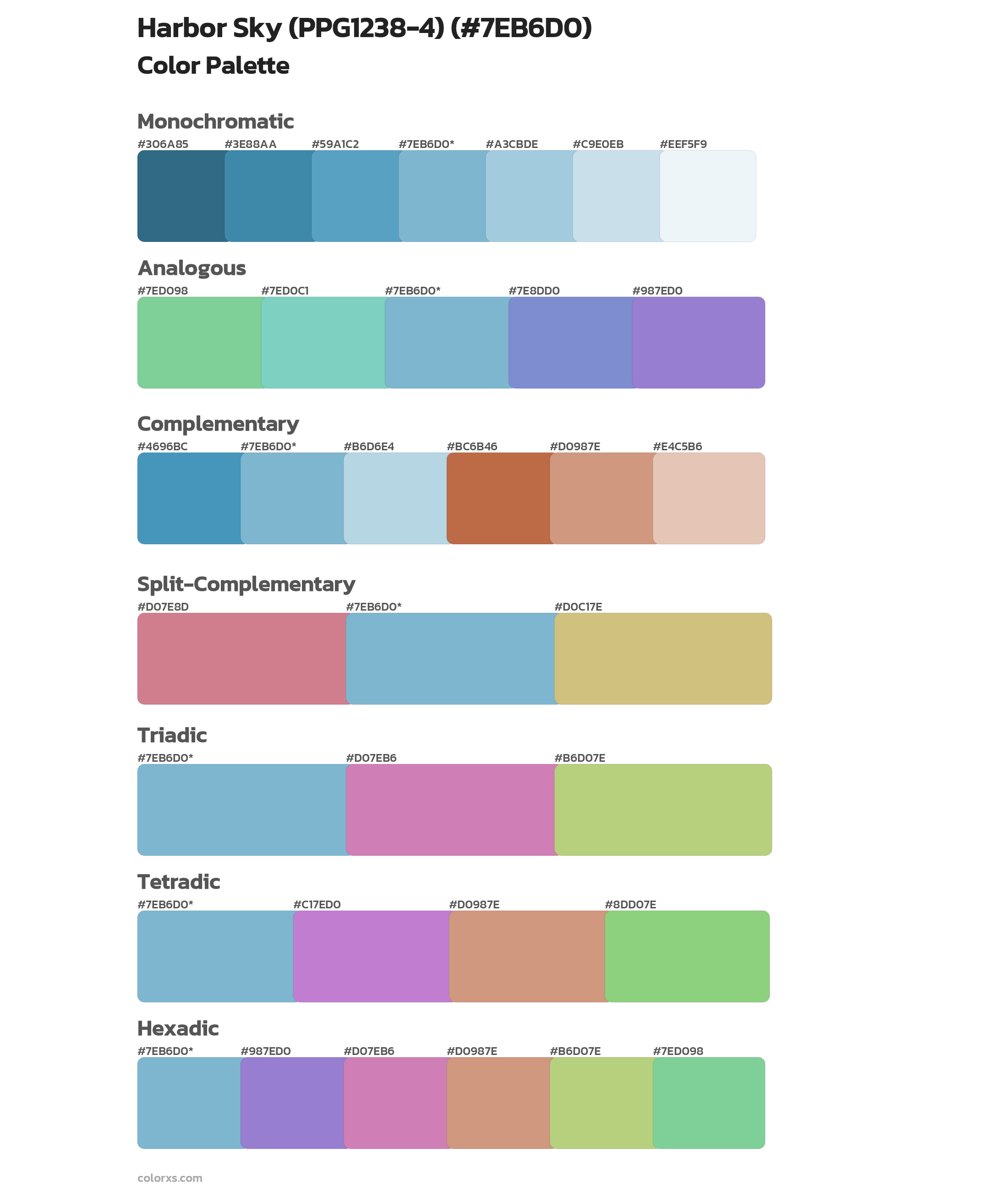 Harbor Sky (PPG1238-4) Color Scheme Palettes