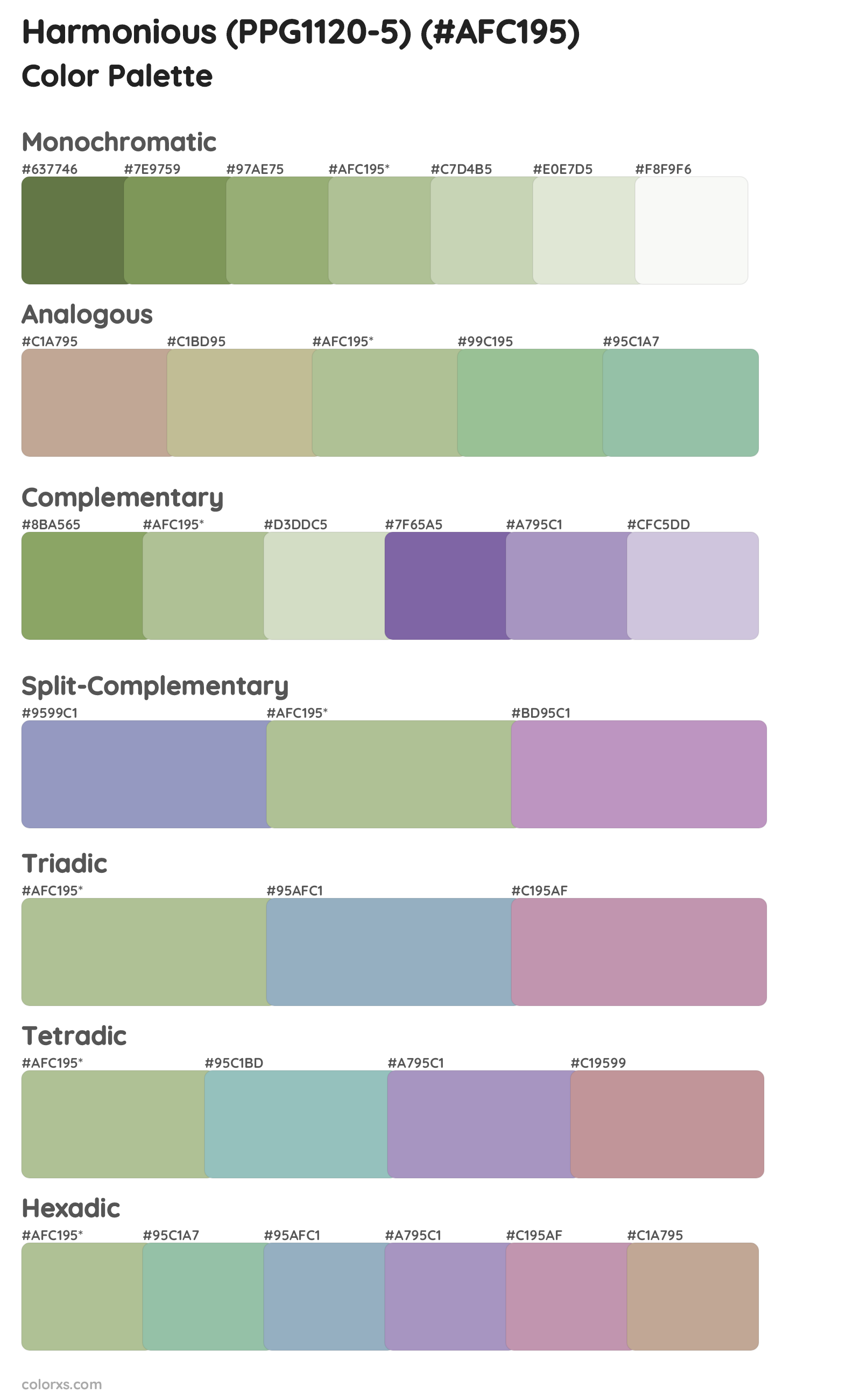 Harmonious (PPG1120-5) Color Scheme Palettes