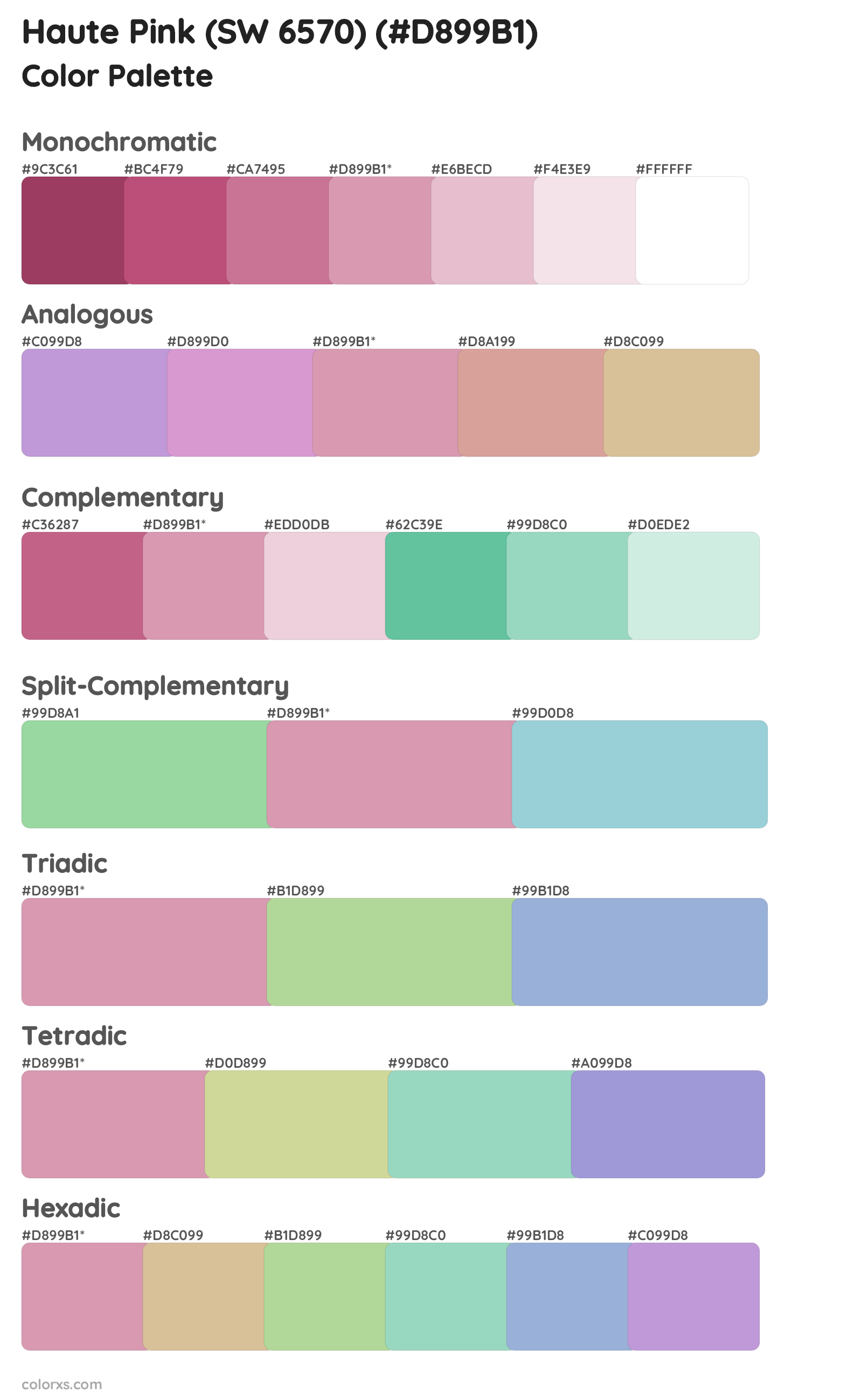 Haute Pink (SW 6570) Color Scheme Palettes
