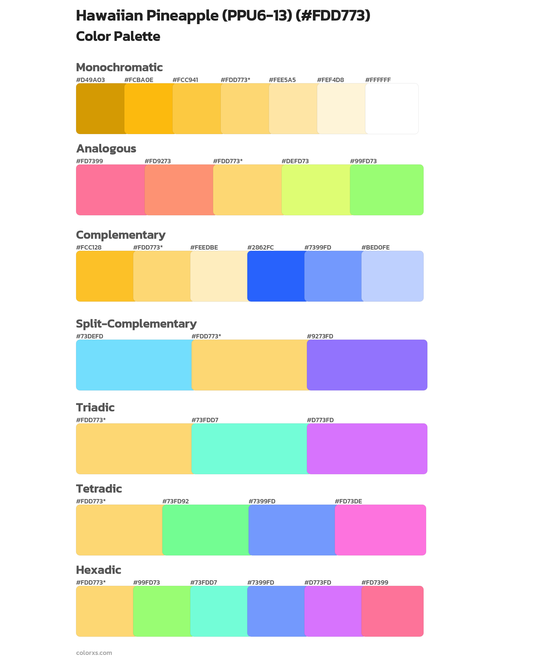 Hawaiian Pineapple (PPU6-13) Color Scheme Palettes