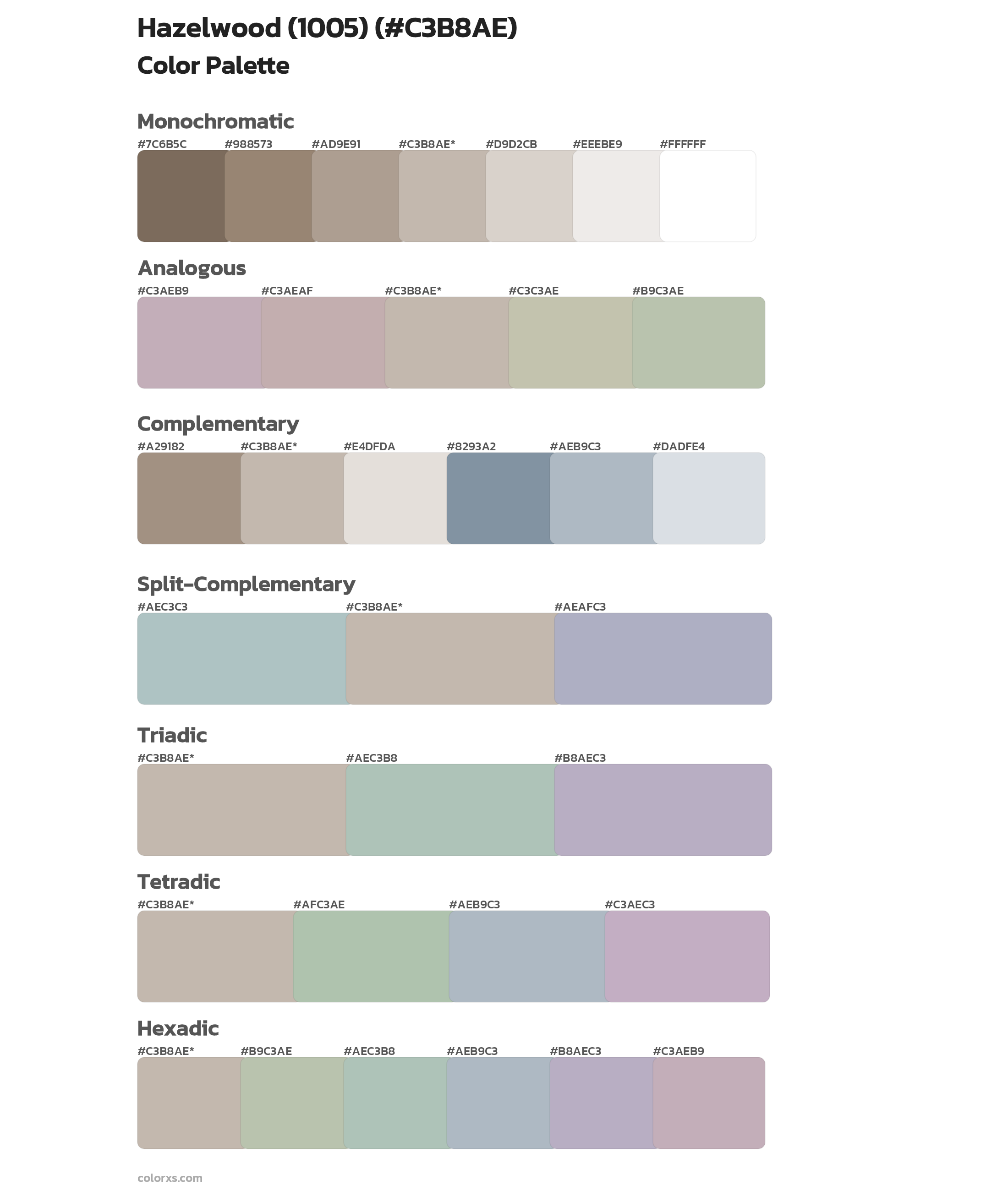 Hazelwood (1005) Color Scheme Palettes