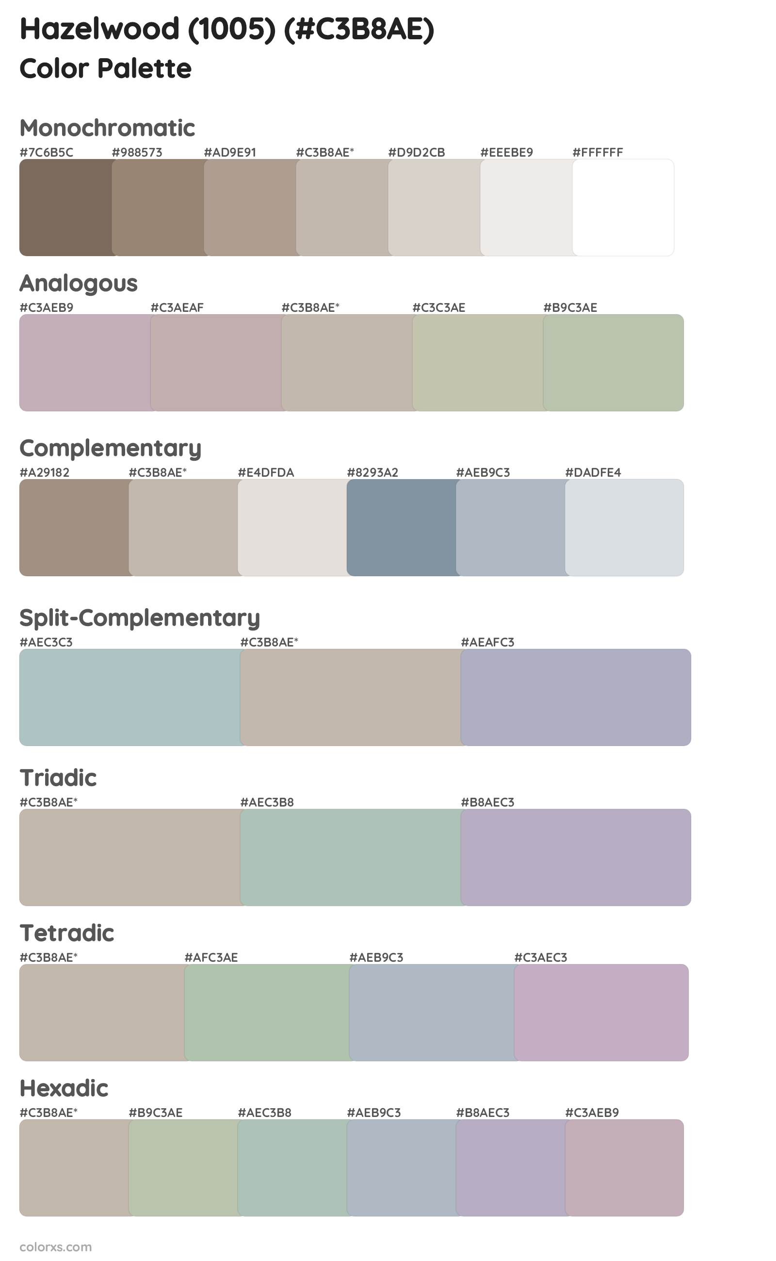Hazelwood (1005) Color Scheme Palettes