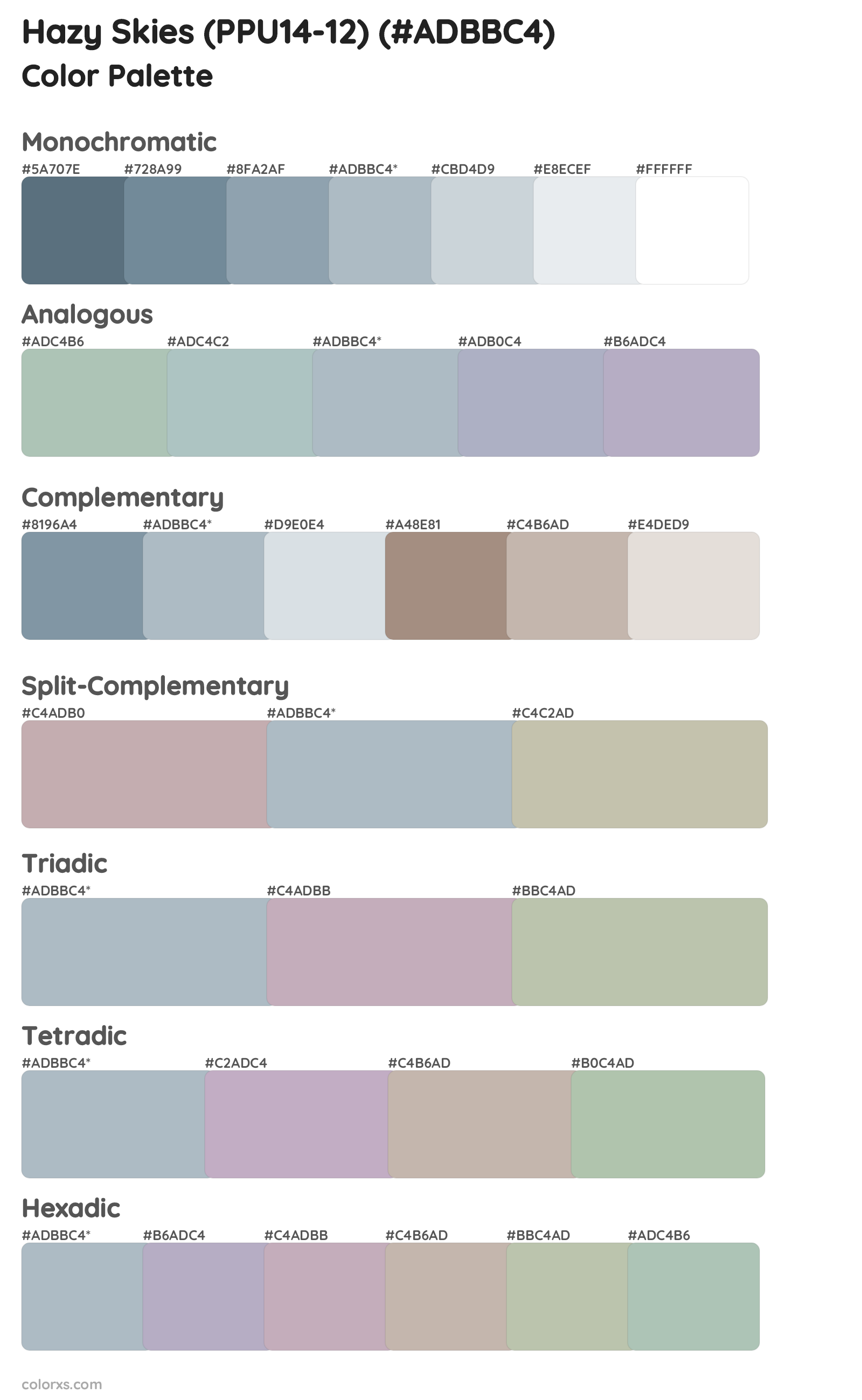 Hazy Skies (PPU14-12) Color Scheme Palettes