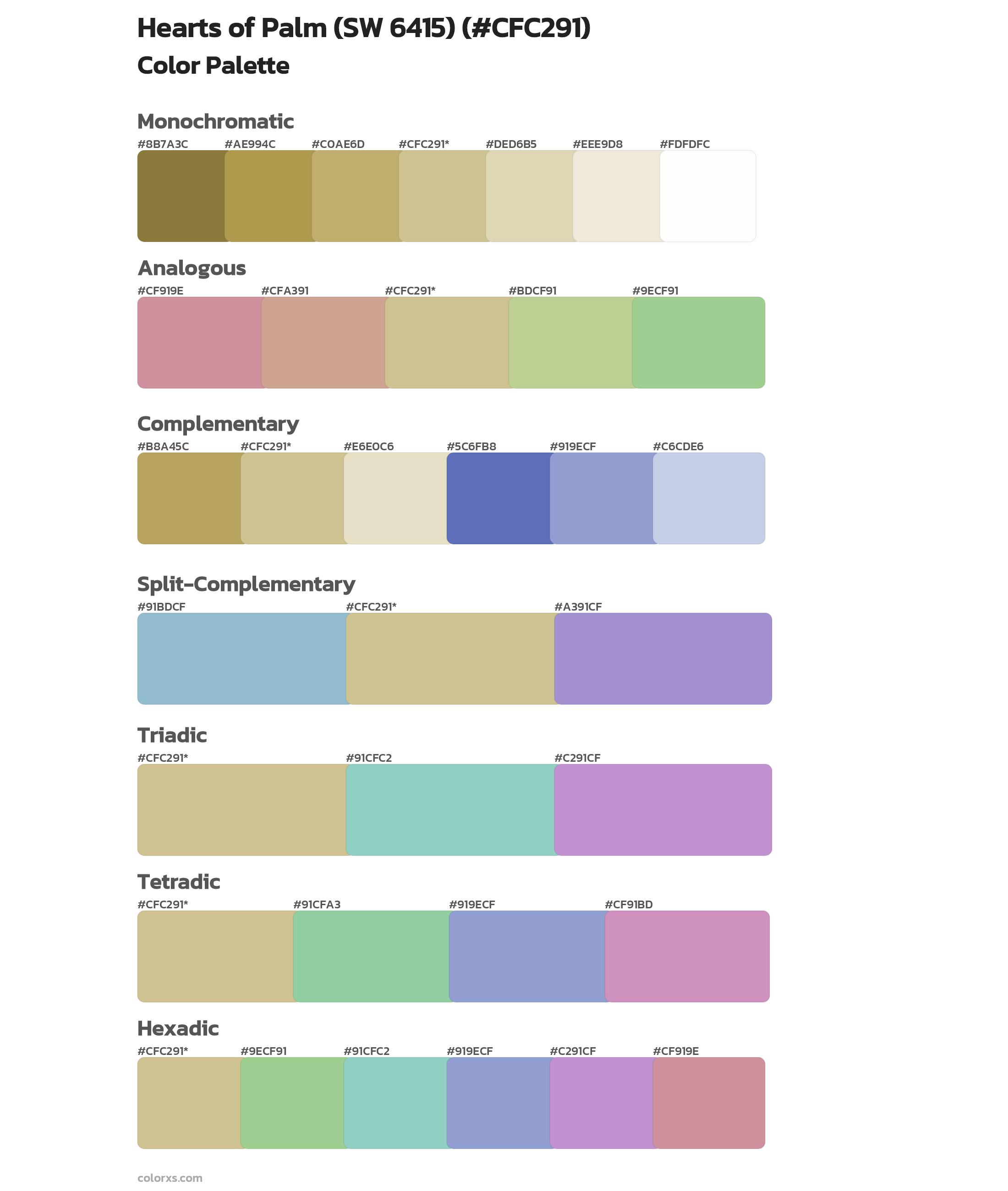 Hearts of Palm (SW 6415) Color Scheme Palettes
