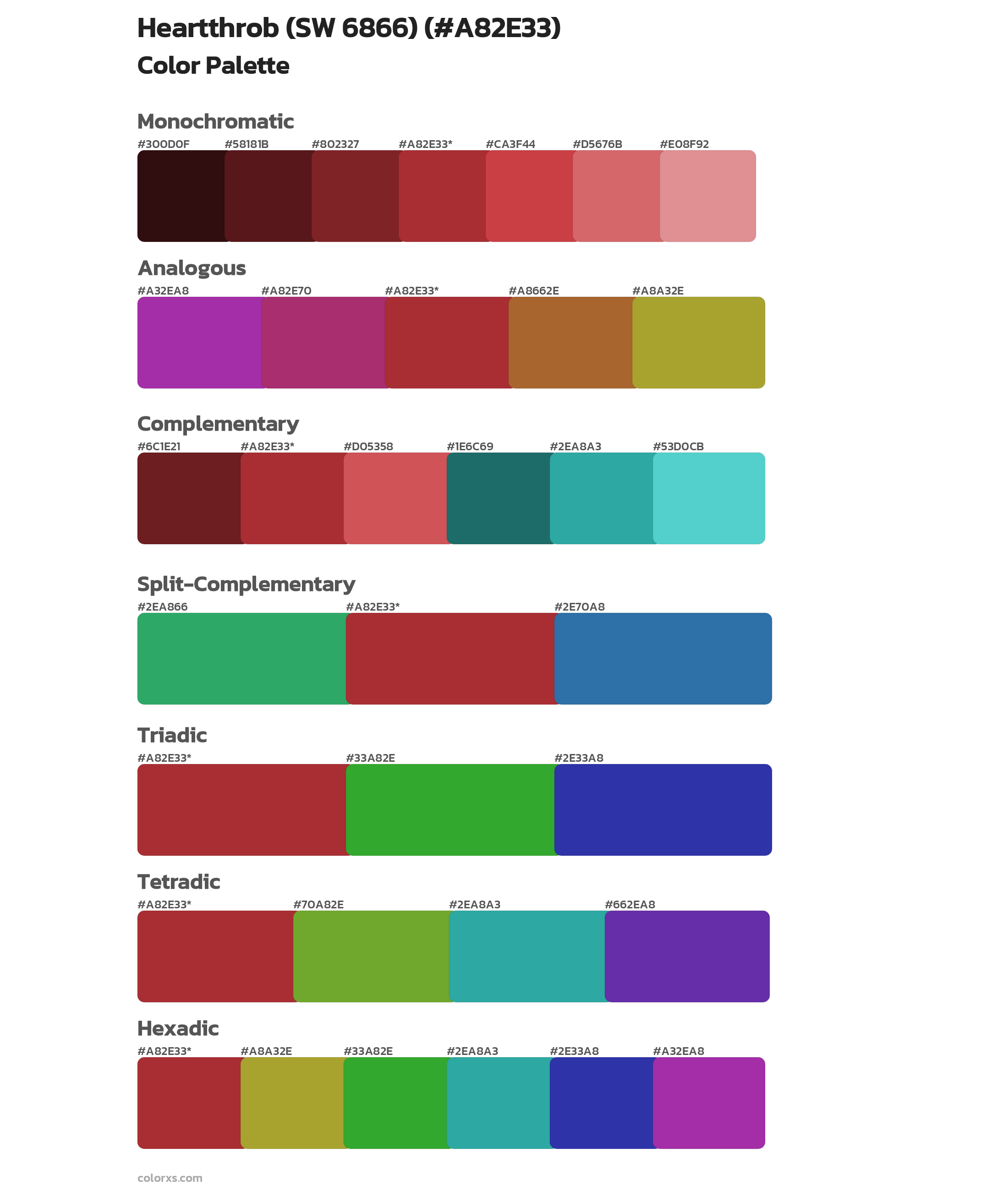 Heartthrob (SW 6866) Color Scheme Palettes