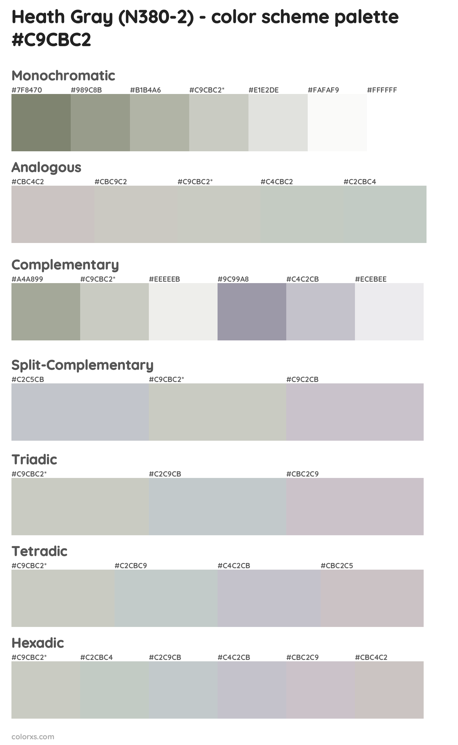 Heath Gray (N380-2) Color Scheme Palettes