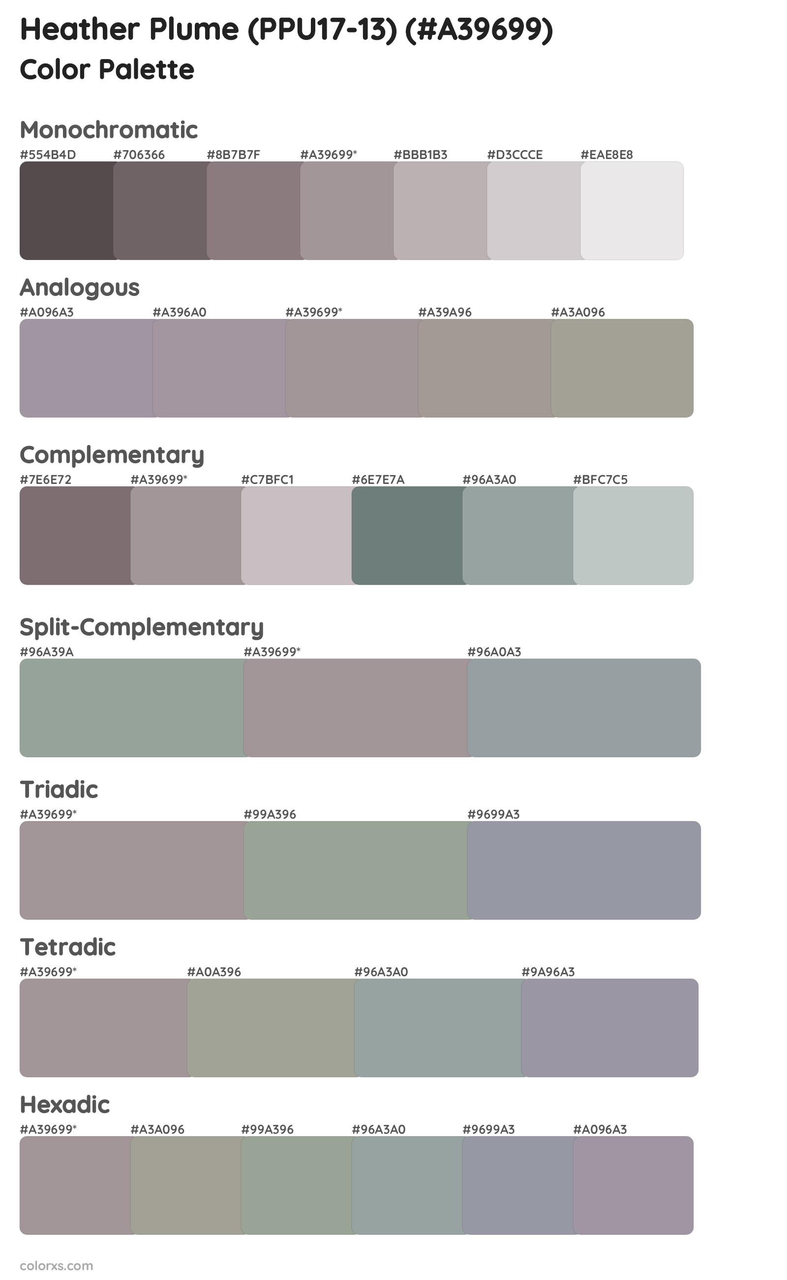 Heather Plume (PPU17-13) Color Scheme Palettes