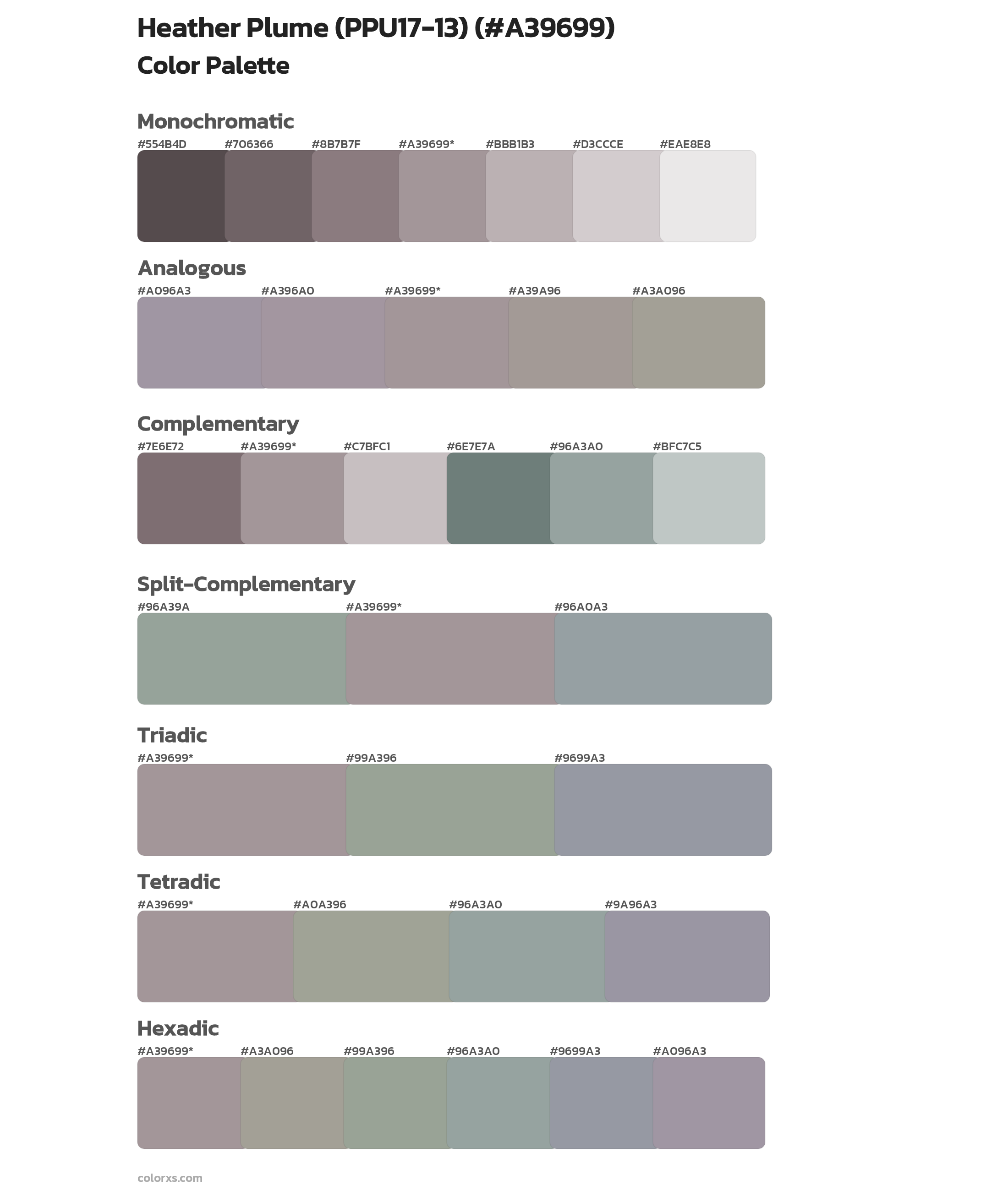 Heather Plume (PPU17-13) Color Scheme Palettes