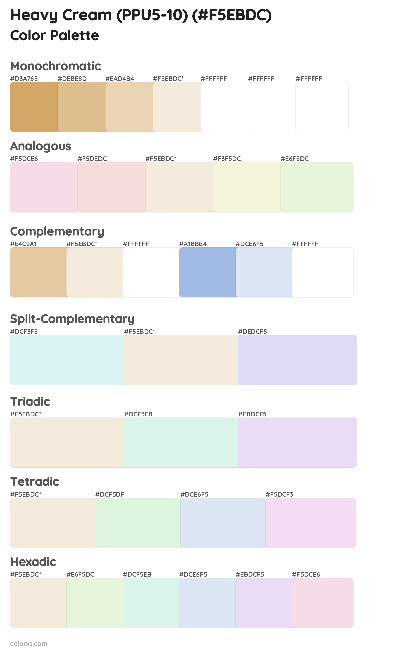 Heavy Cream (PPU5-10) Color Scheme Palettes
