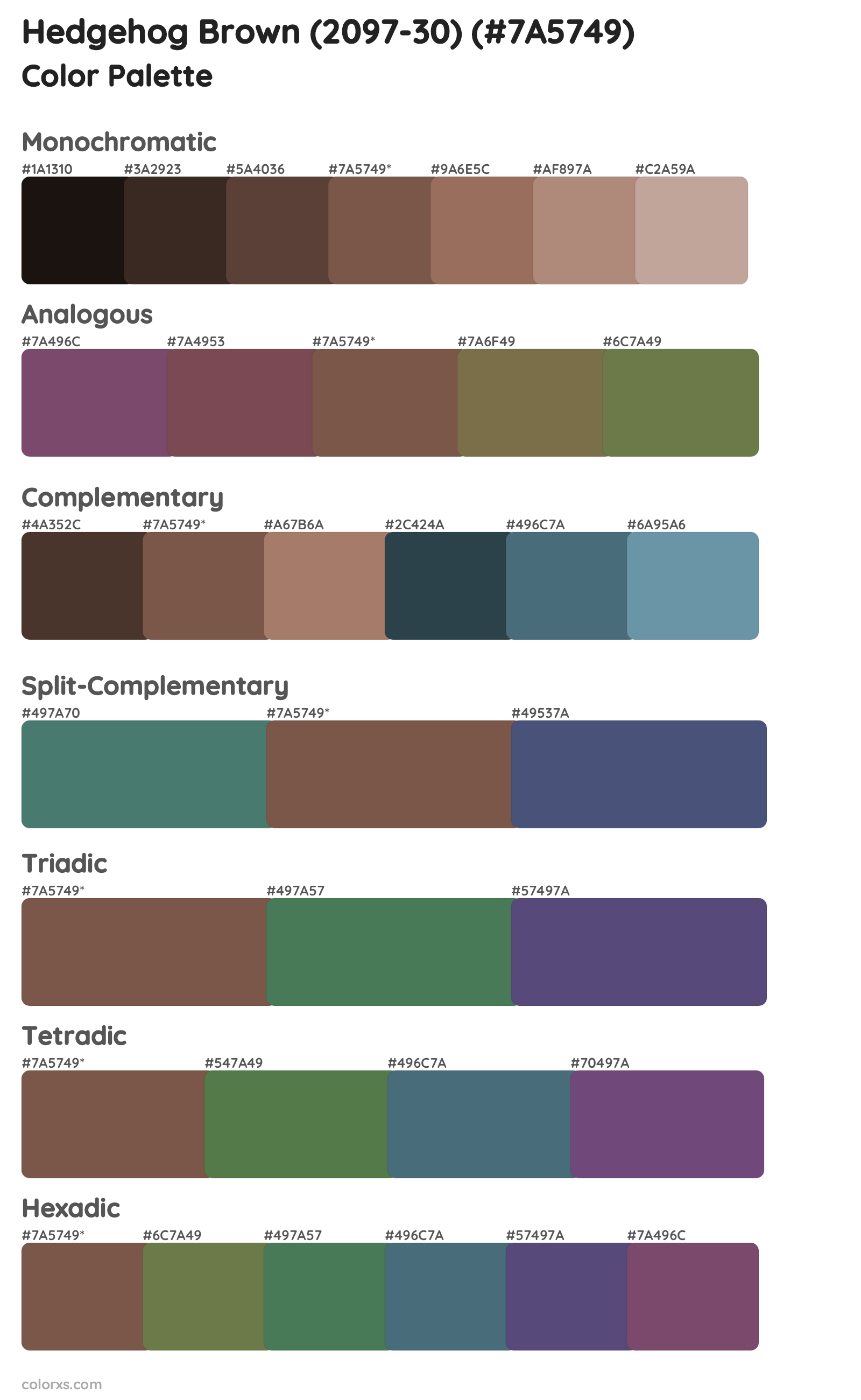 Hedgehog Brown (2097-30) Color Scheme Palettes