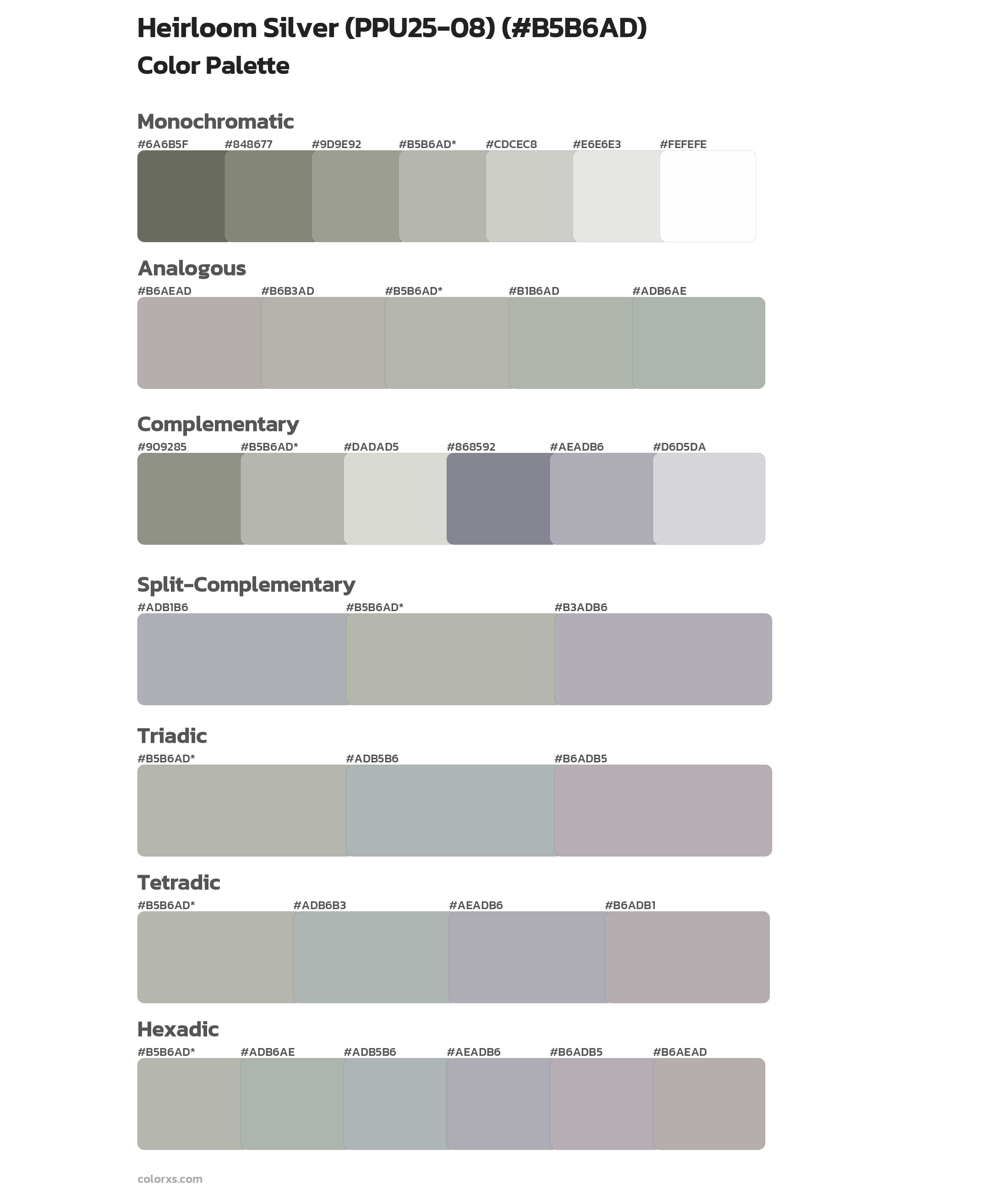 Heirloom Silver (PPU25-08) Color Scheme Palettes