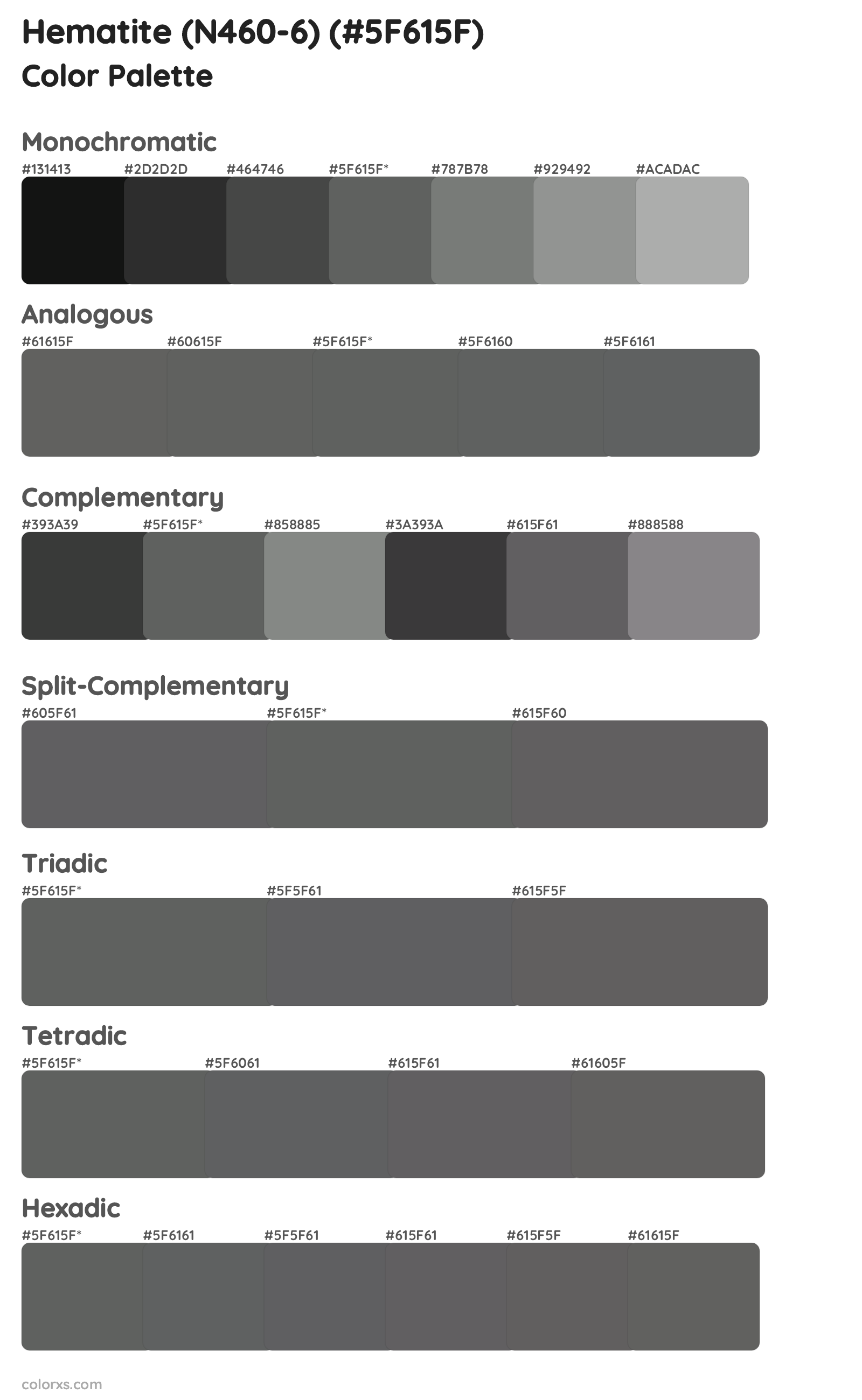 Hematite (N460-6) Color Scheme Palettes