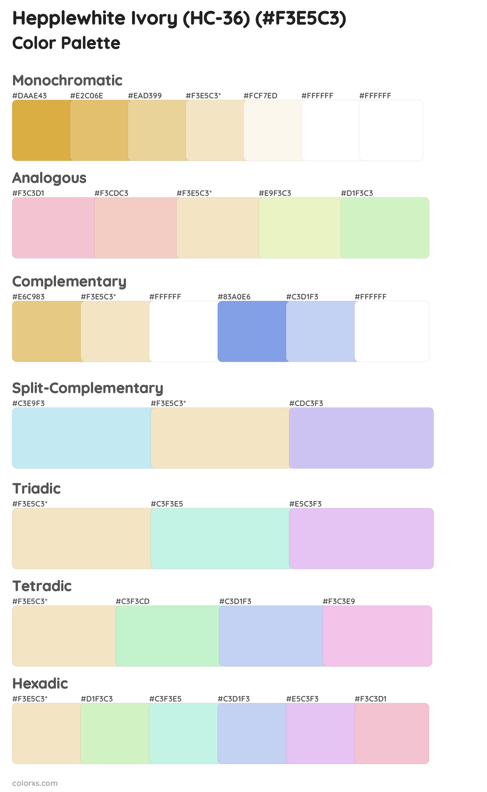 Hepplewhite Ivory (HC-36) Color Scheme Palettes