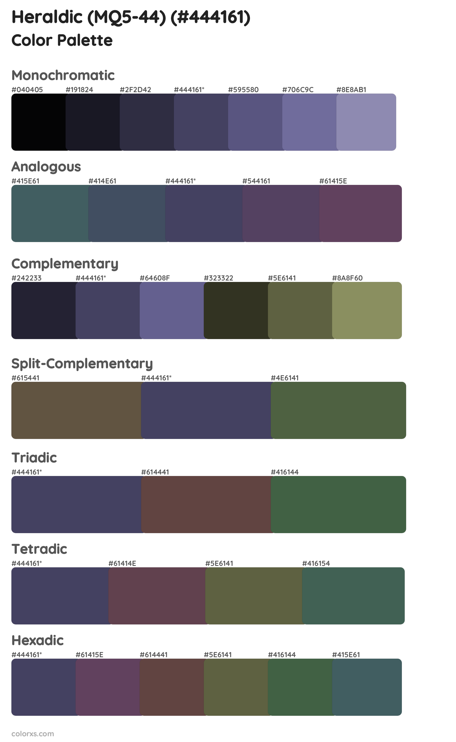 Heraldic (MQ5-44) Color Scheme Palettes