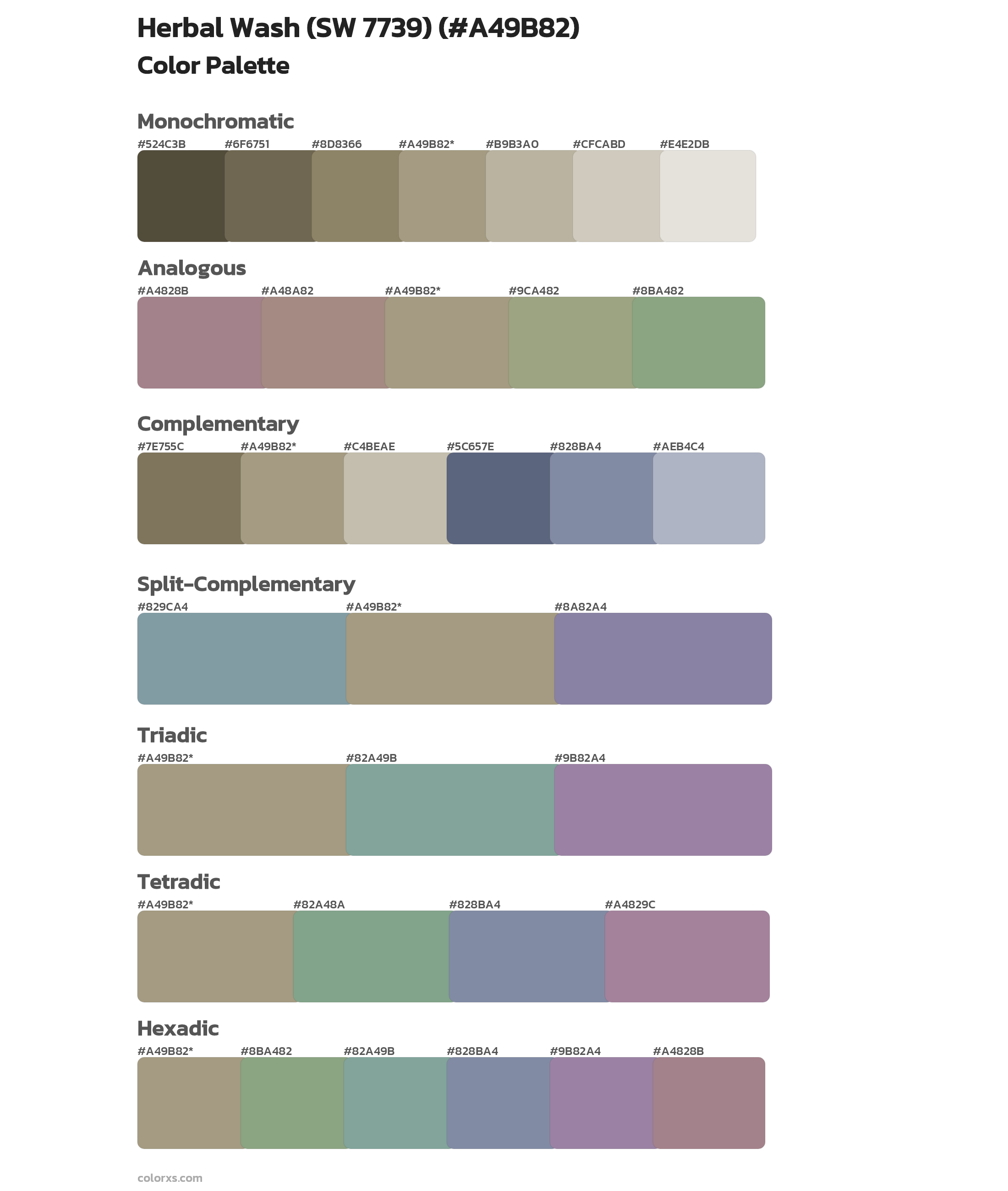 Herbal Wash (SW 7739) Color Scheme Palettes
