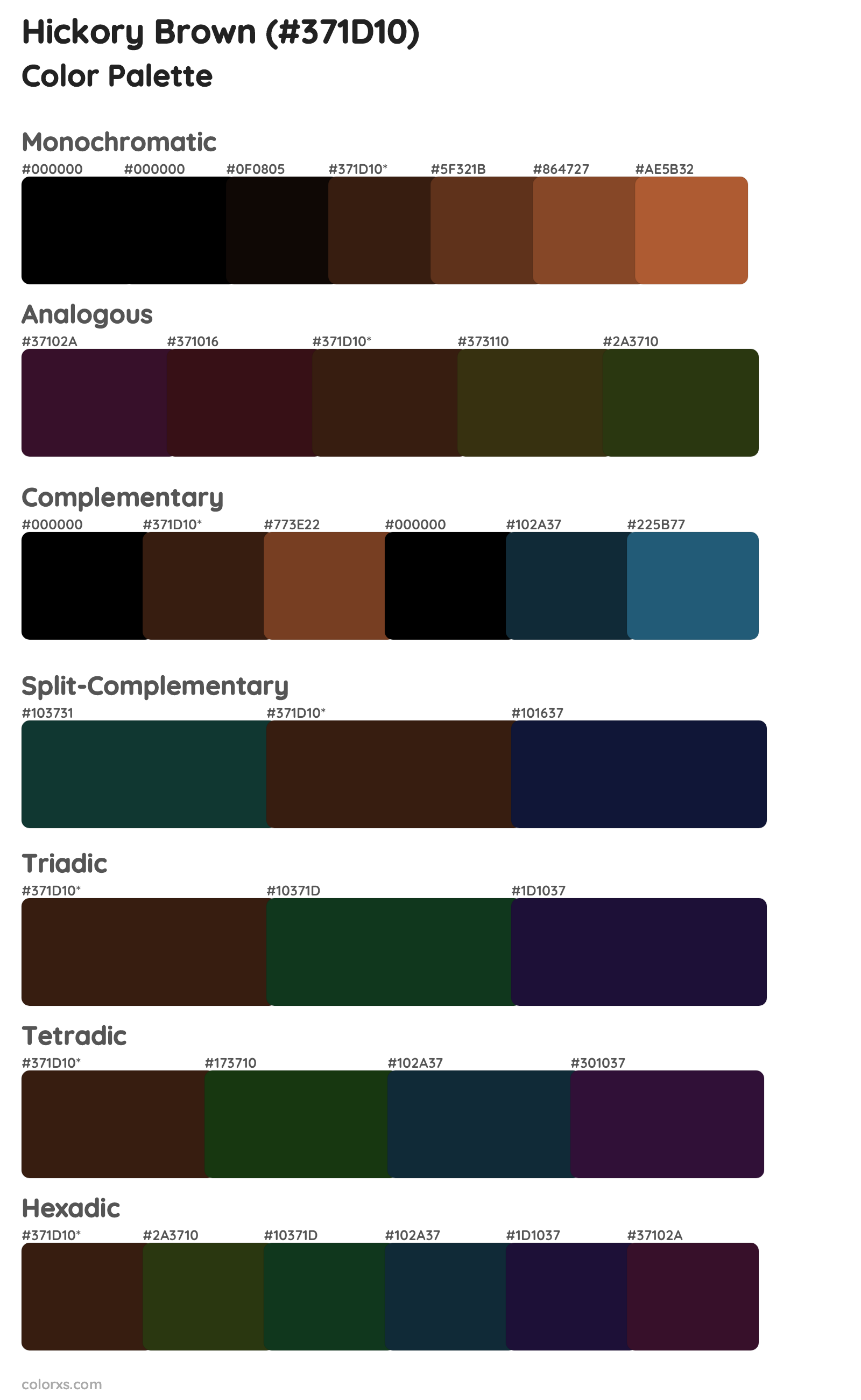 Hickory Brown Color Scheme Palettes