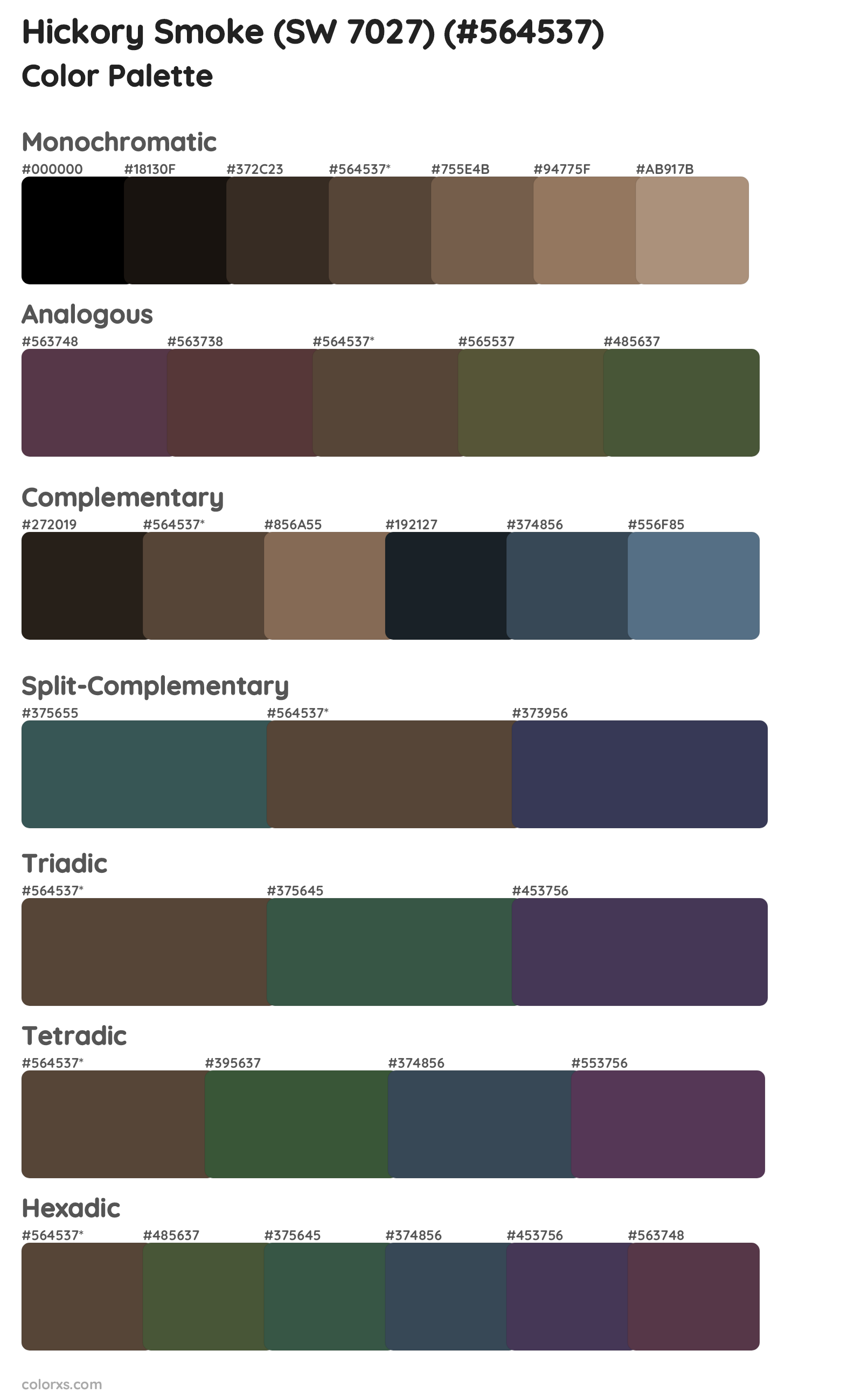 Hickory Smoke (SW 7027) Color Scheme Palettes