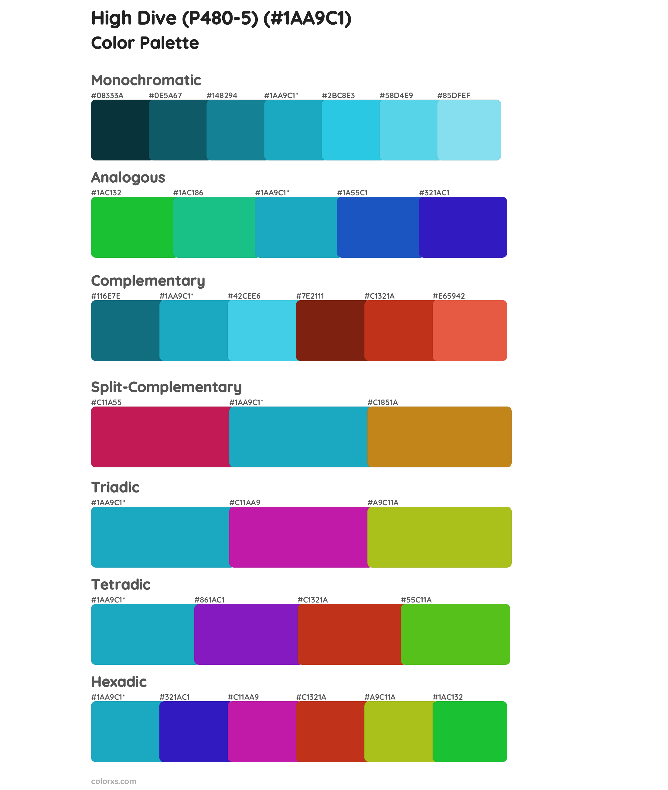 High Dive (P480-5) Color Scheme Palettes