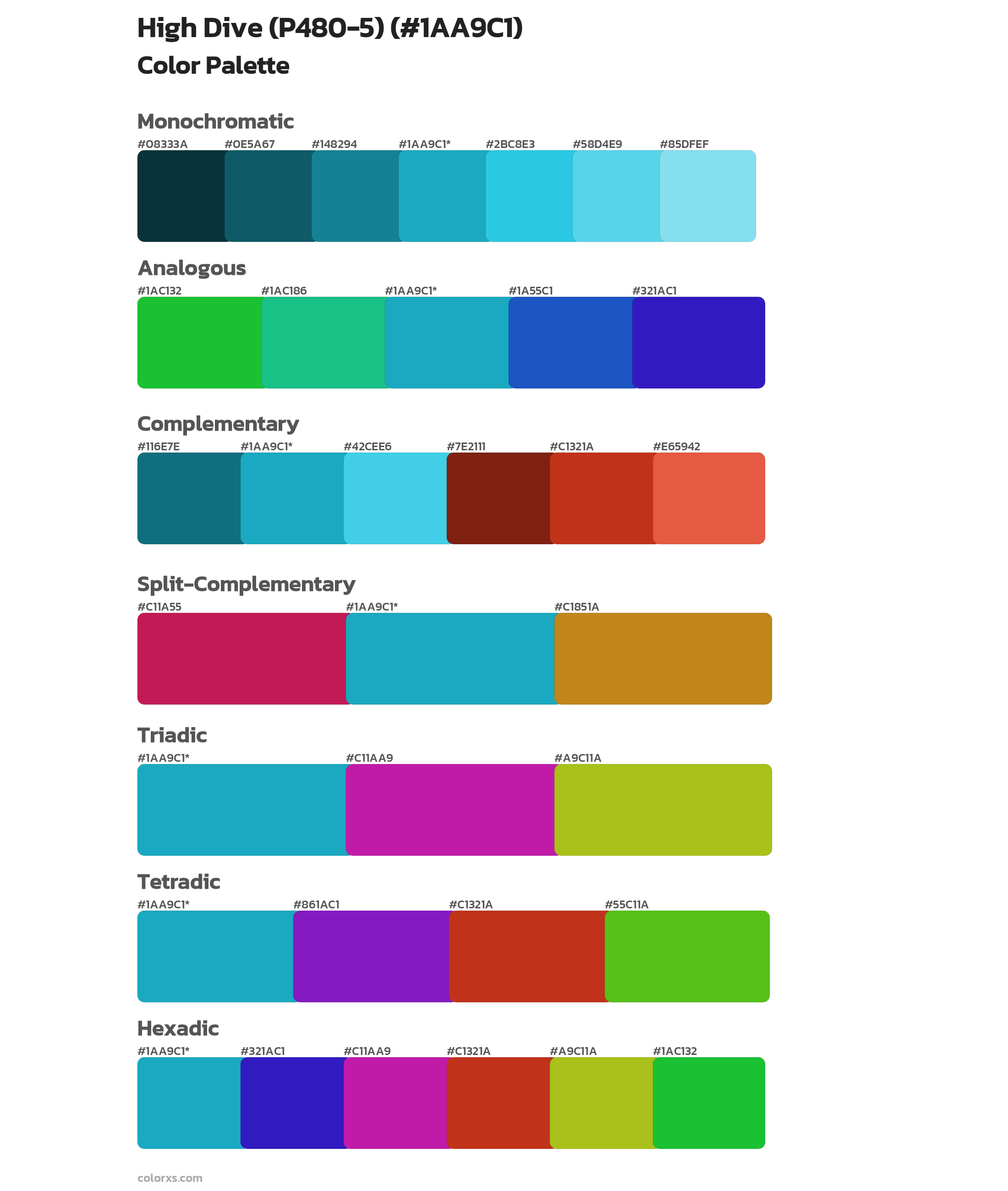 High Dive (P480-5) Color Scheme Palettes
