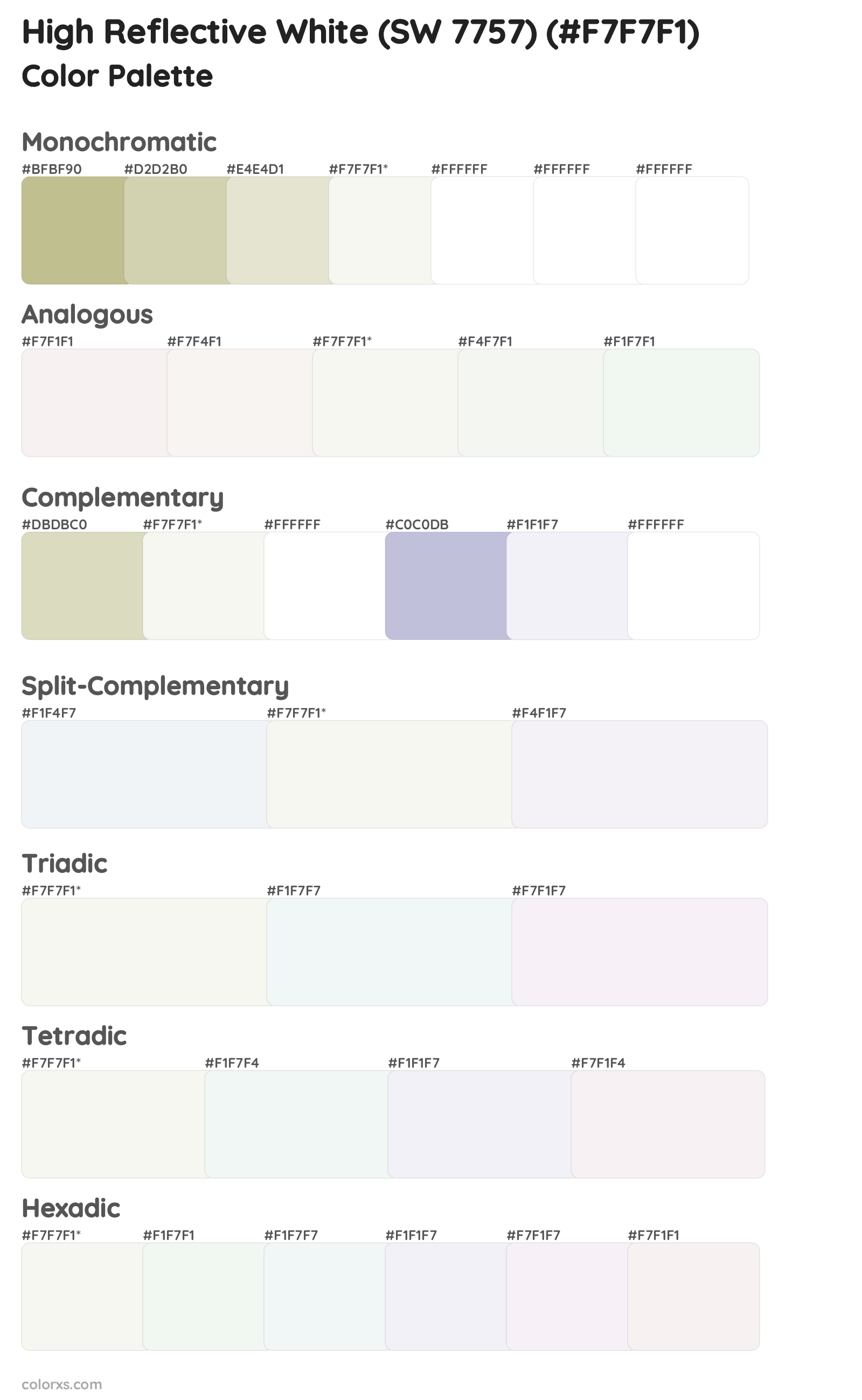 High Reflective White (SW 7757) Color Scheme Palettes